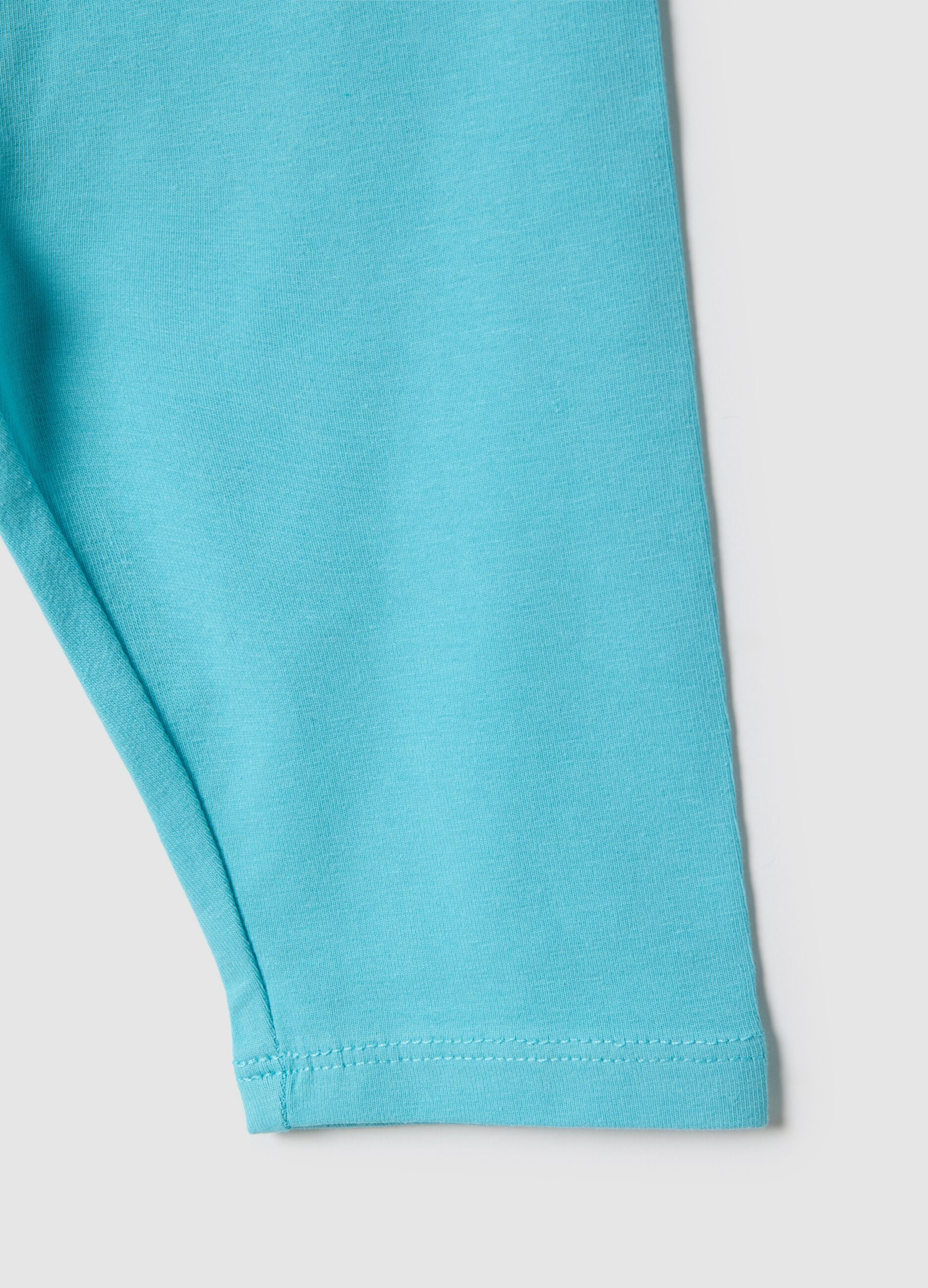 Light blue stretch cotton leggings for girls - skinny fit