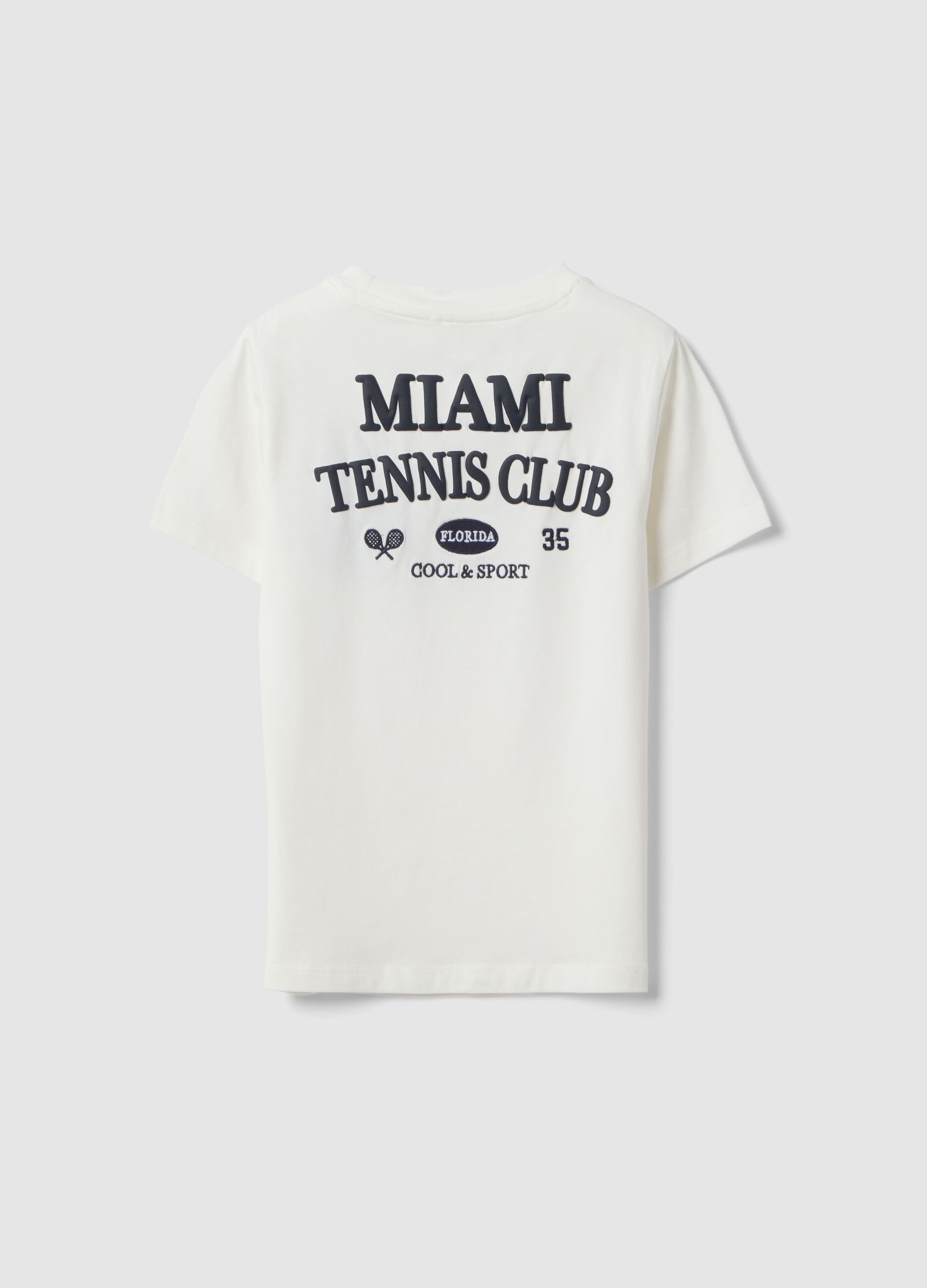 White stretchy cotton oversized fit kids' t-shirt with logo