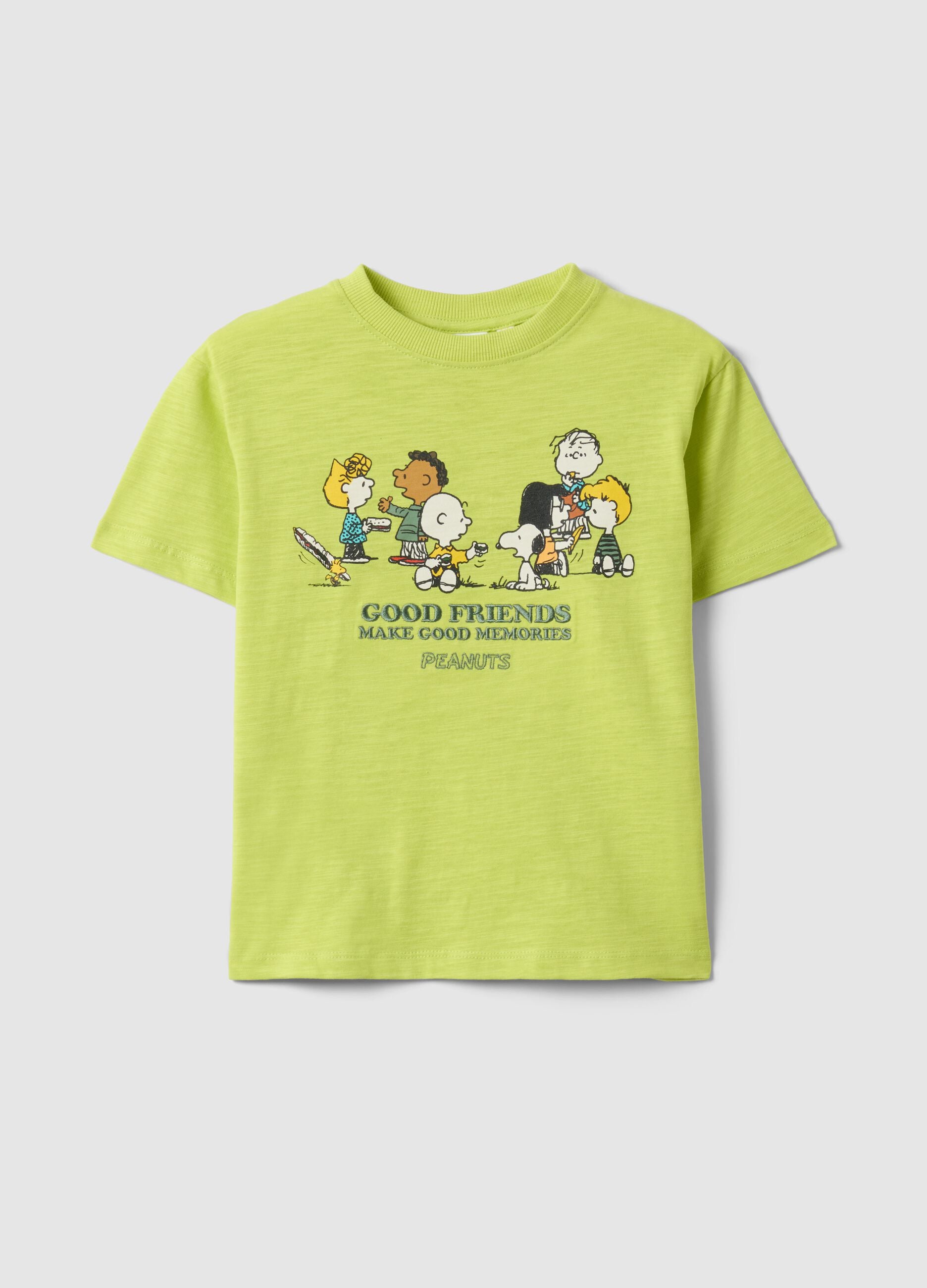 Yellow cotton blend kids' regular fit T-shirt with Peanuts