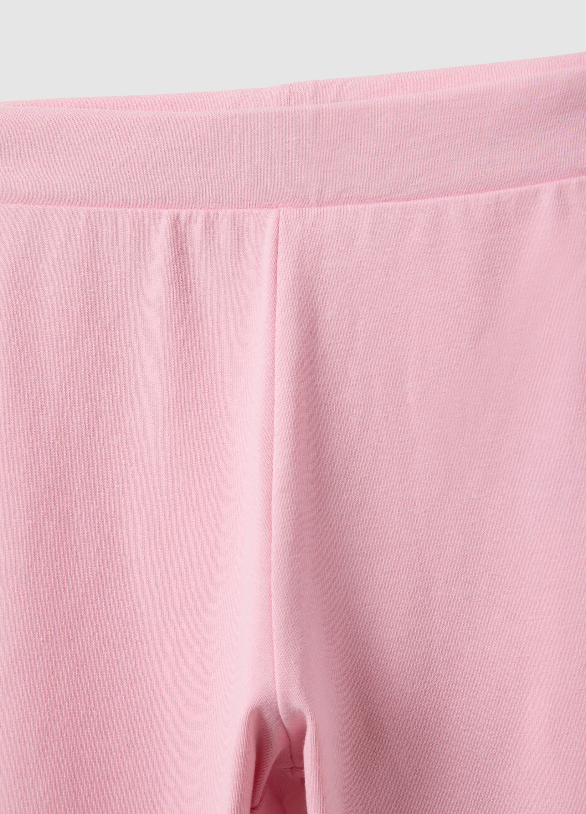 Girls' pink stretch cotton flare fit leggings