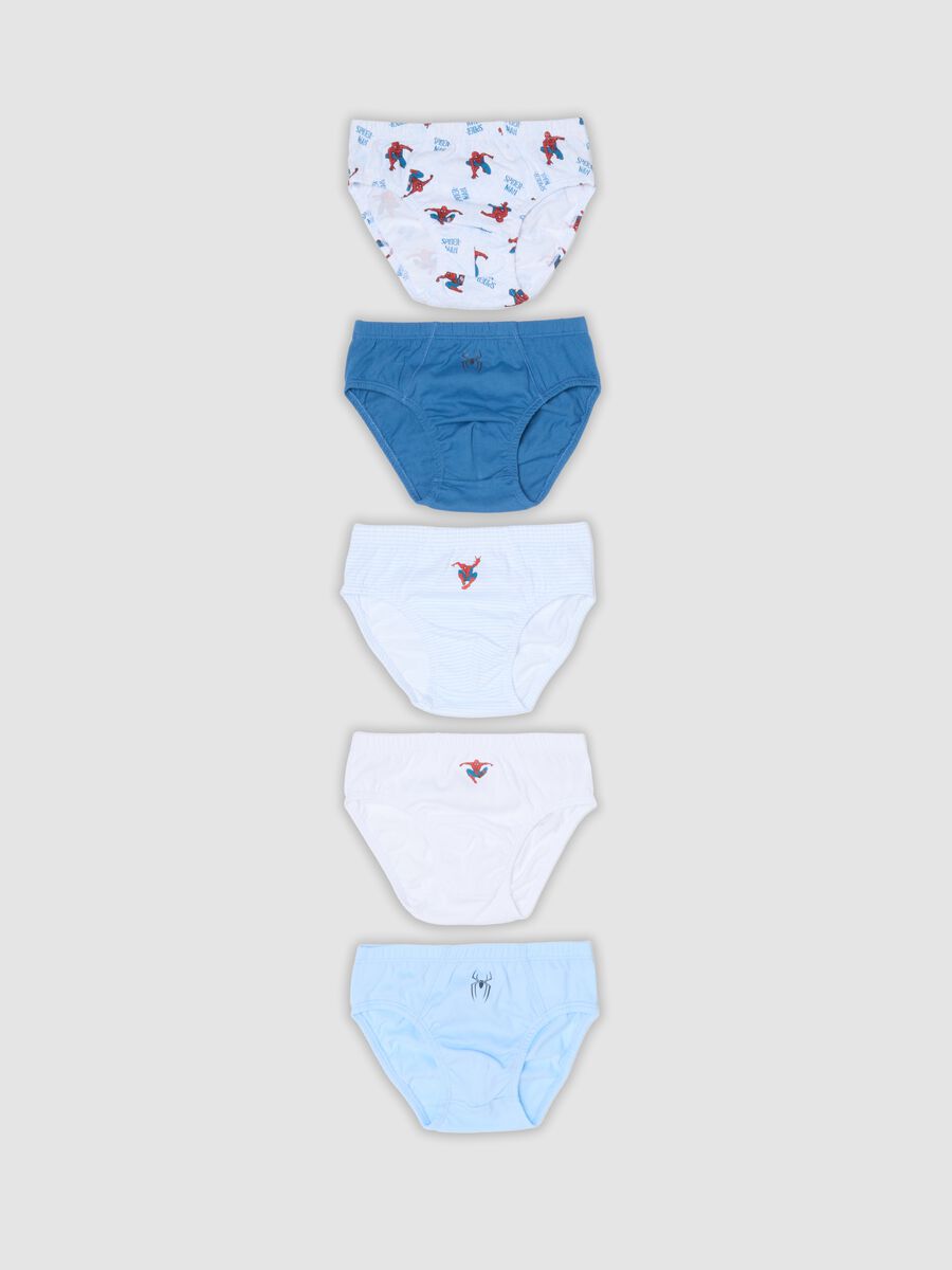 Five-pack of multicolour Spider-Man print briefs in pure organic cotton_0
