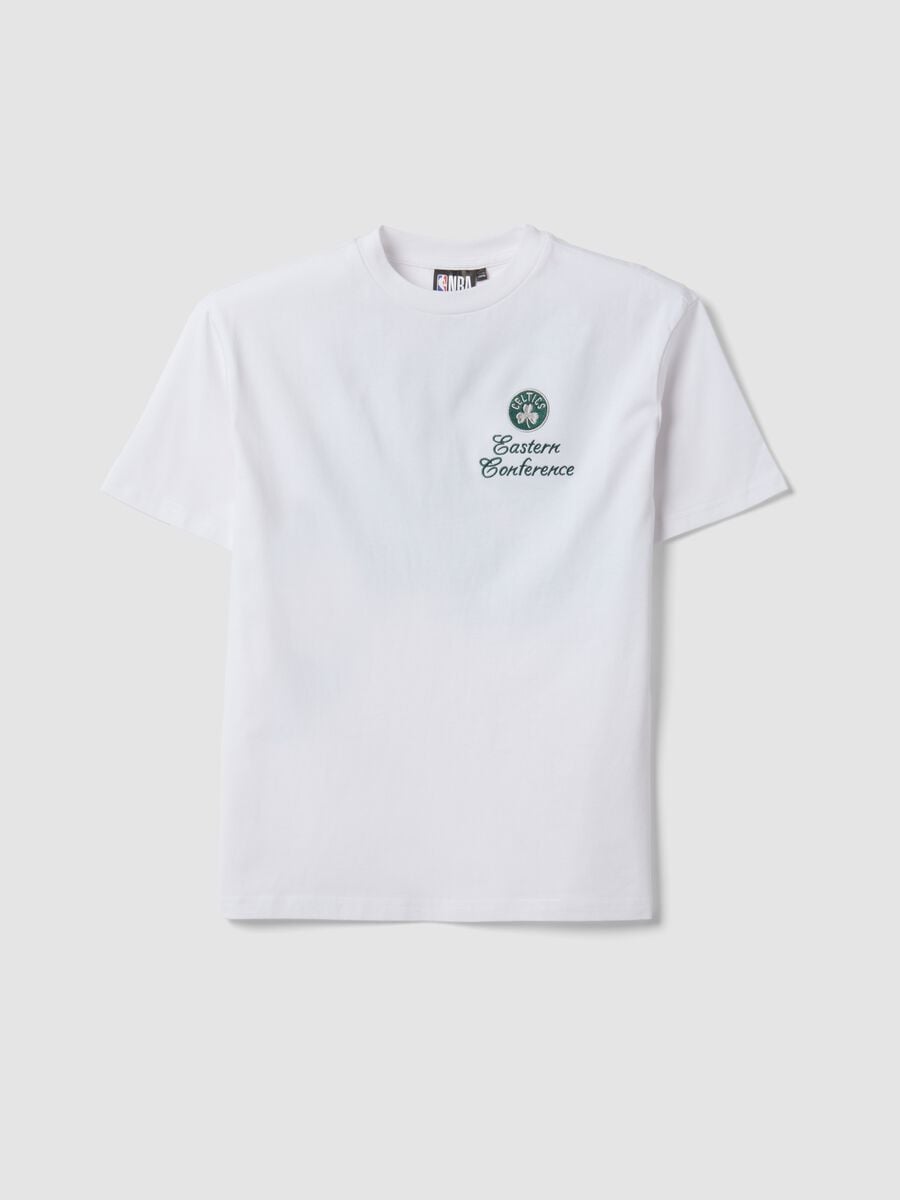 White pure cotton Celtics print T-shirt for boys_3