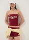 Red bandeau top in stretch cotton_0
