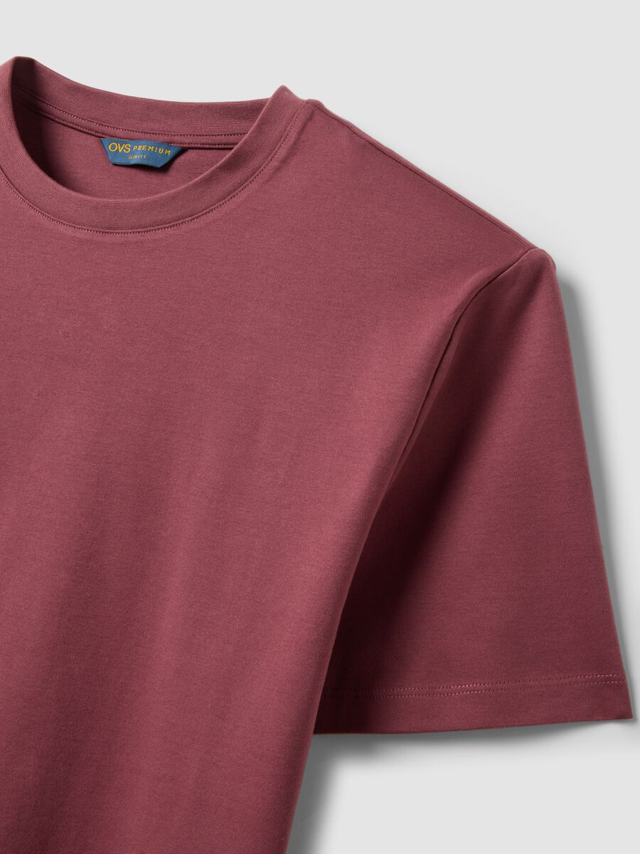 Red mercerised pure cotton slim-fit T-shirt_5