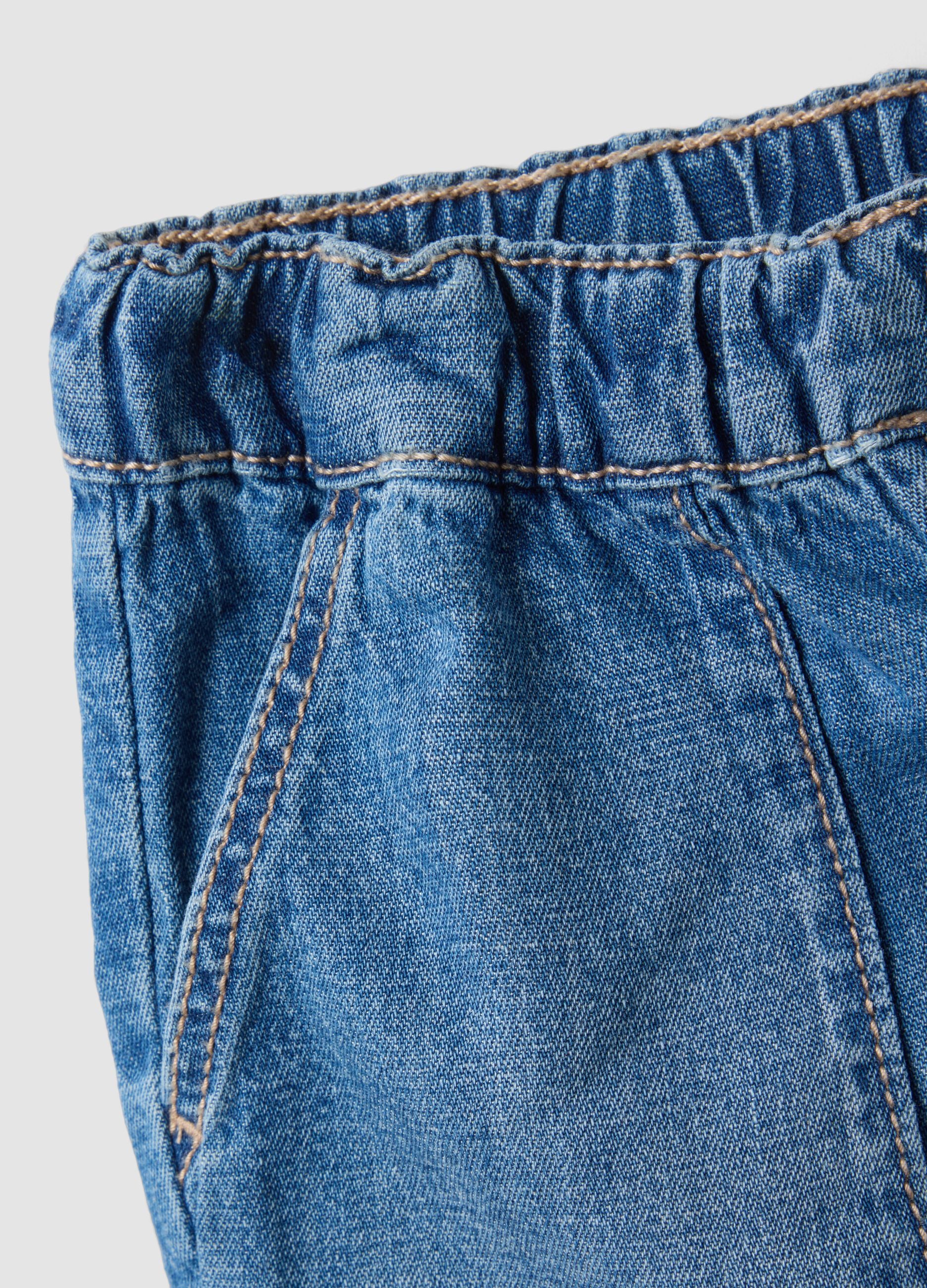 Children's regular fit blue denim cotton blend shorts
