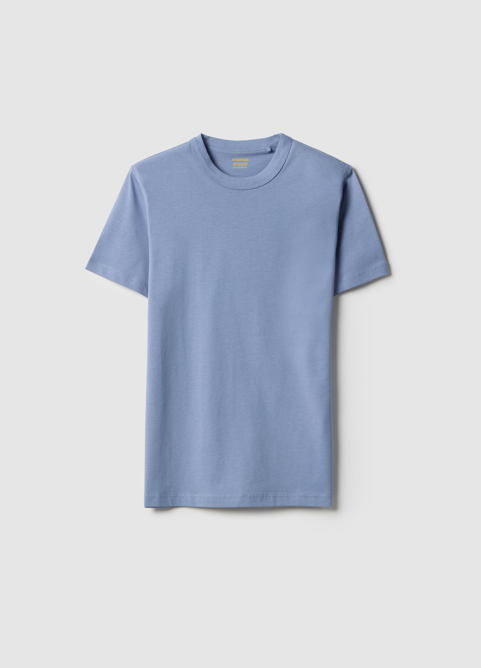 Boys' light blue crew neck T-shirt in pure cotton over fit
