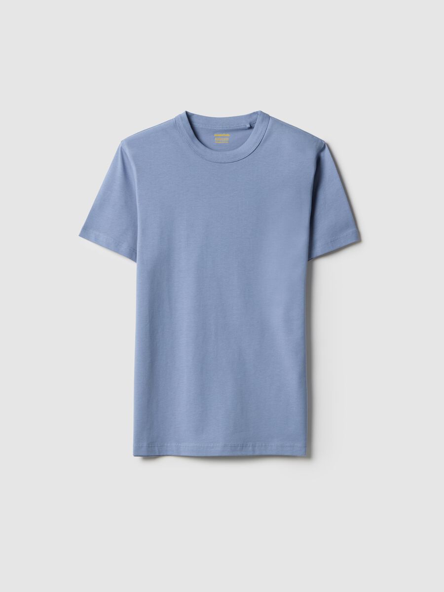 T-shirt girocollo azzurra da ragazzo in puro cotone over fit_3