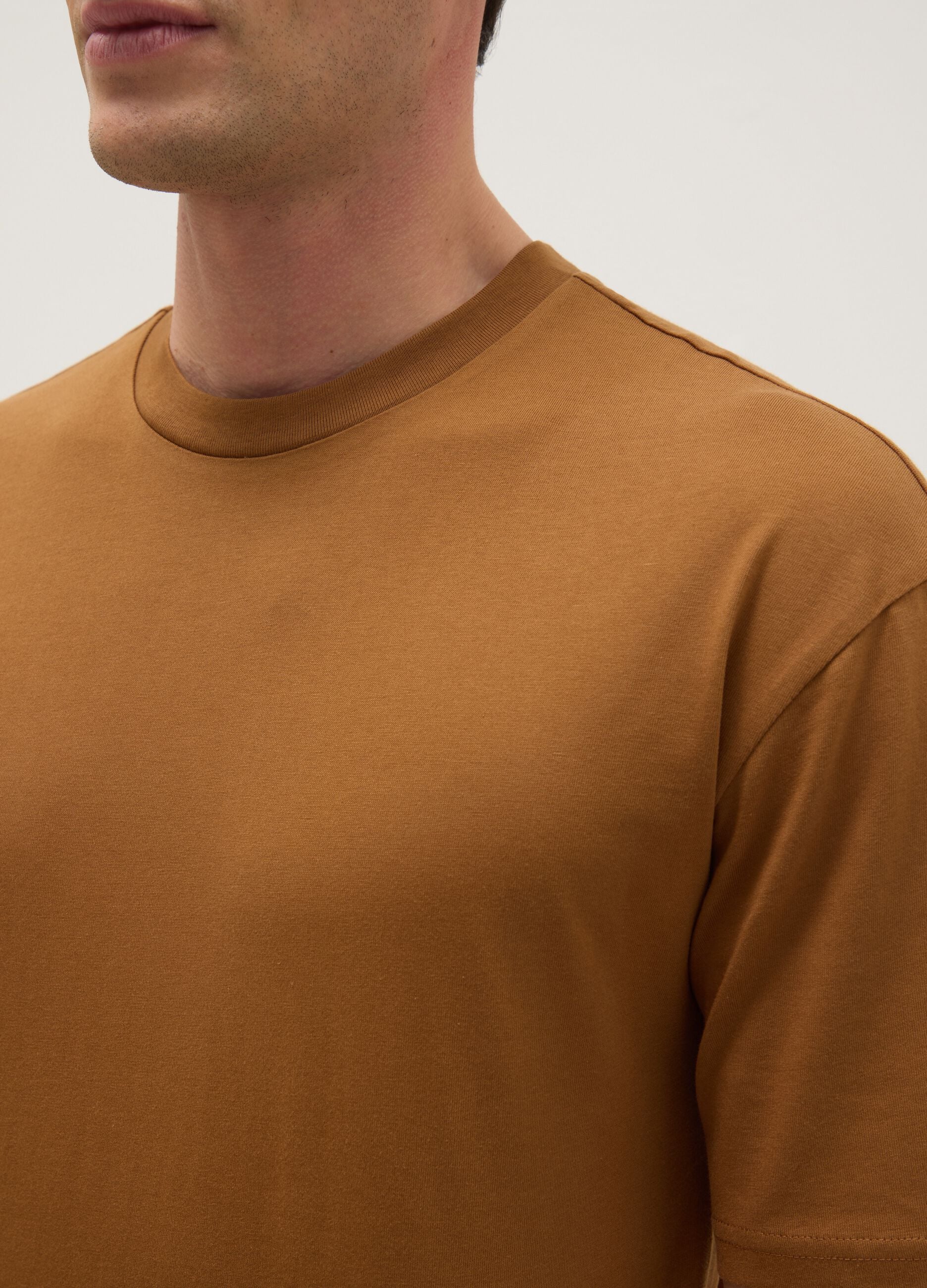 Brown pure cotton relaxed fit T-shirt