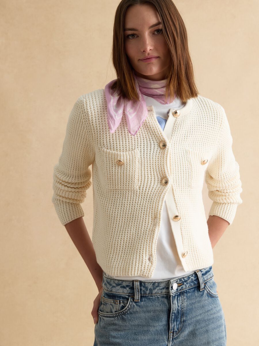 Beige Cardigan in Pure Cotton_1