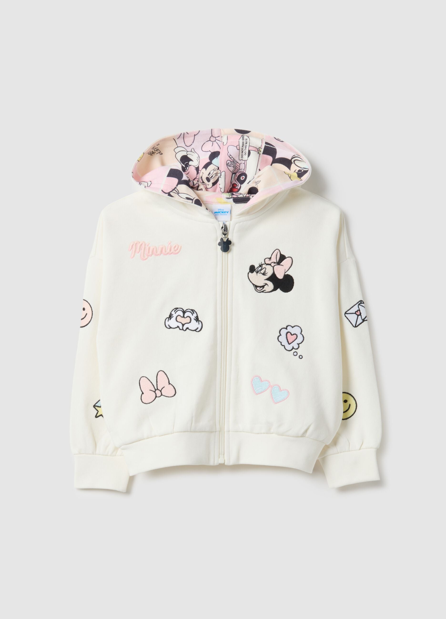 Girls' white sweatshirt in pure cotton, regular fit with prints