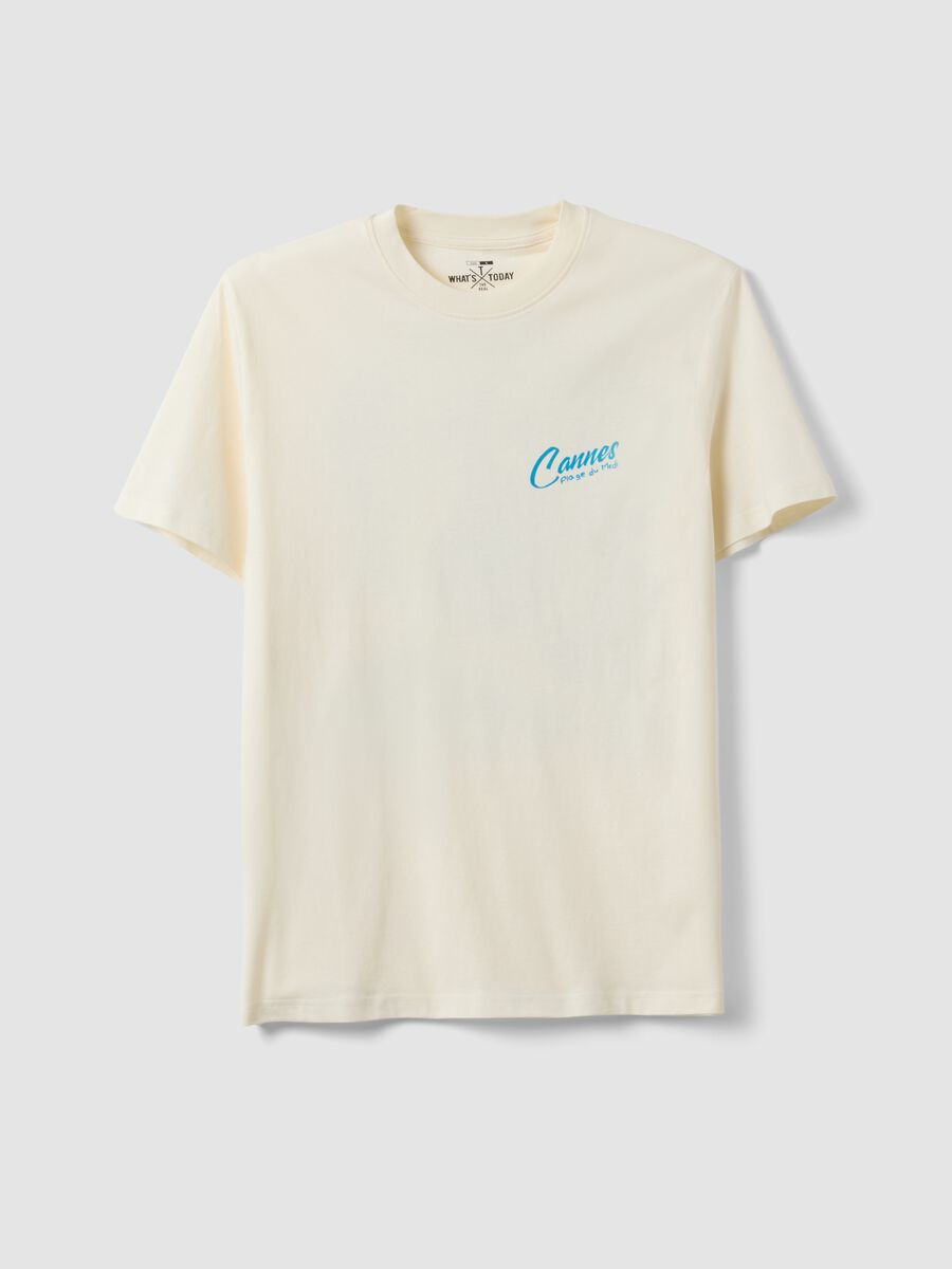 White pure cotton T-shirt with print_4