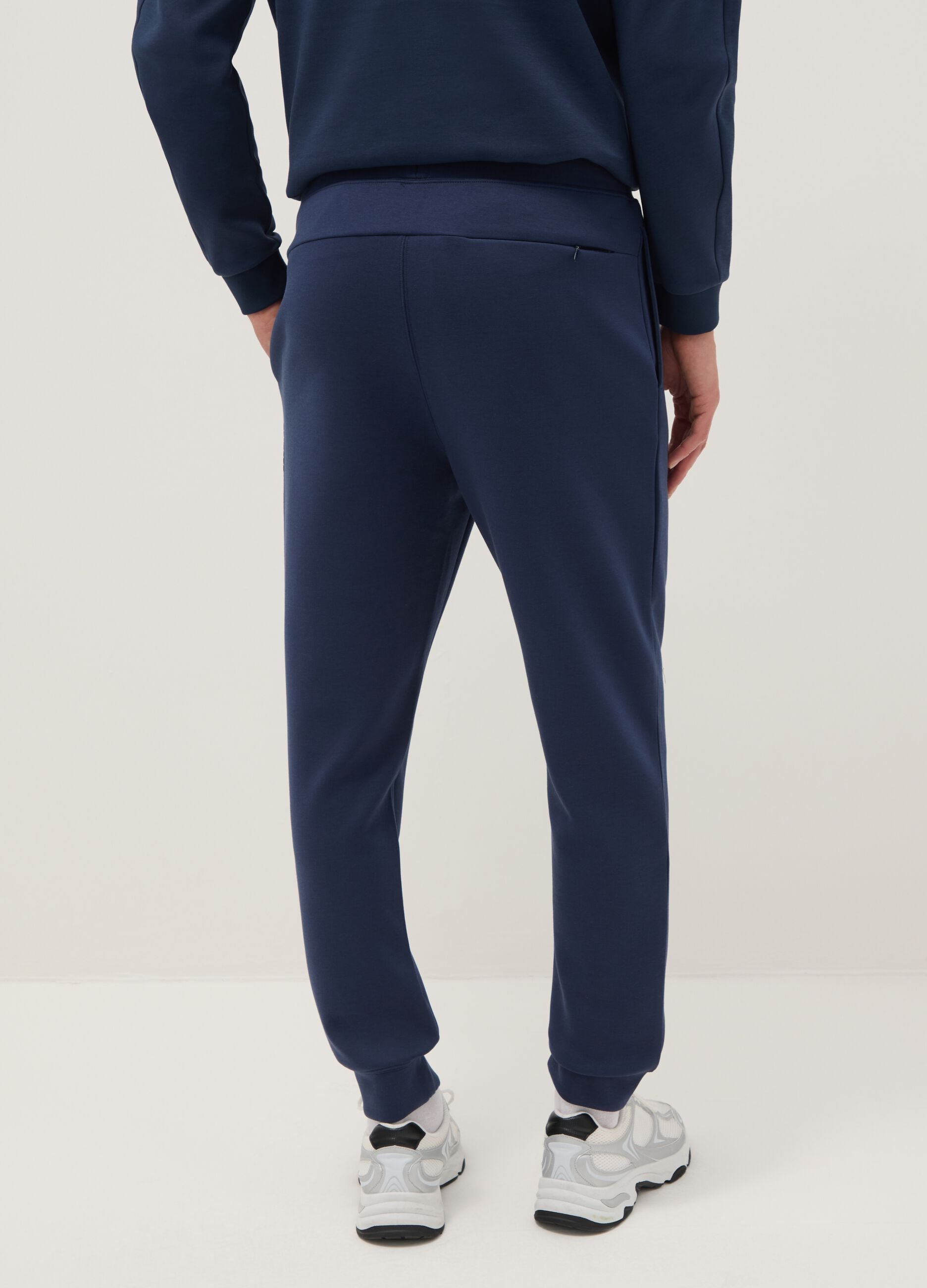 Blue Regular Fit Cotton Blend Jogger Trousers