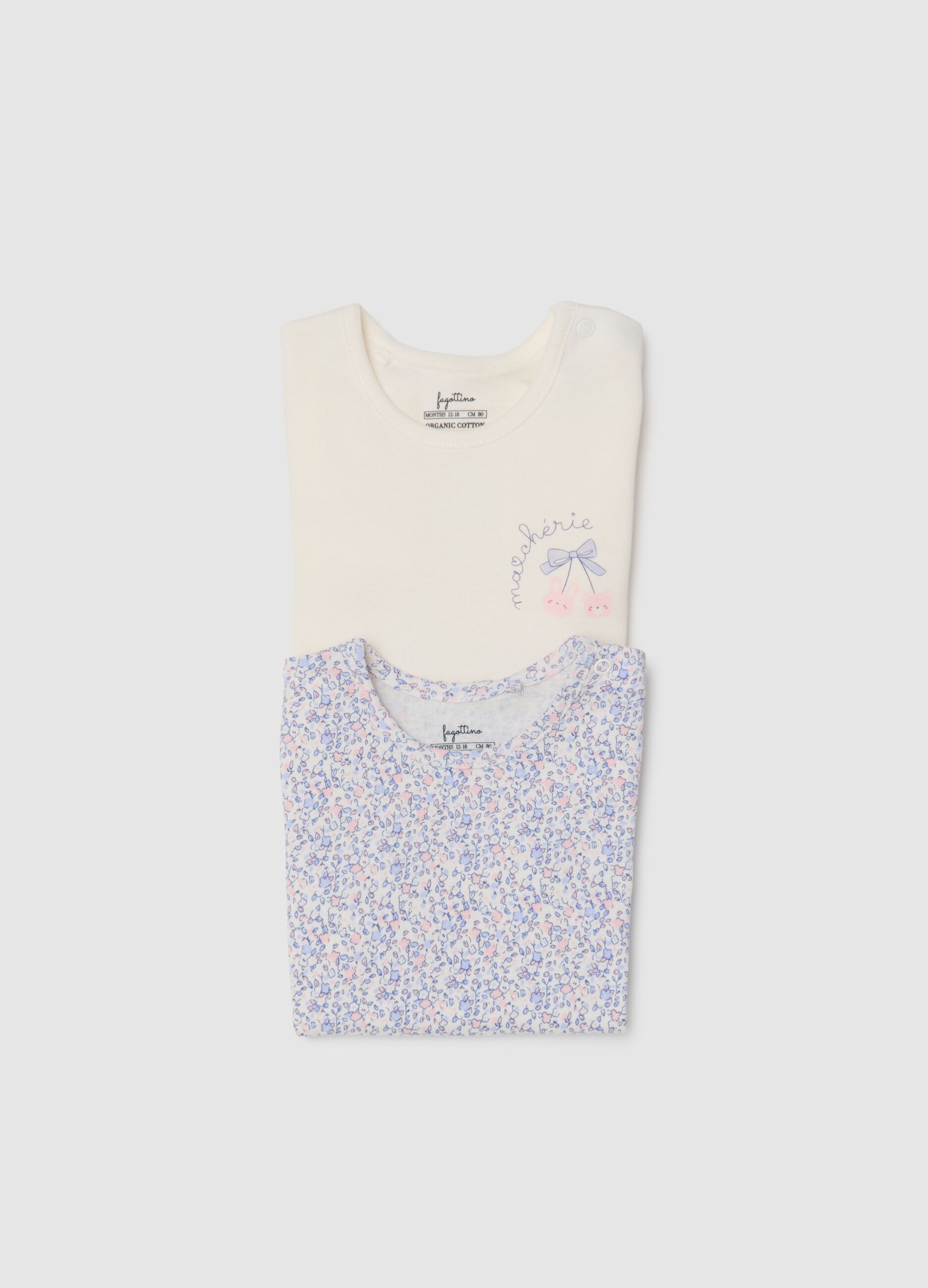 Two-pack multicolour pure cotton bodysuits for babies