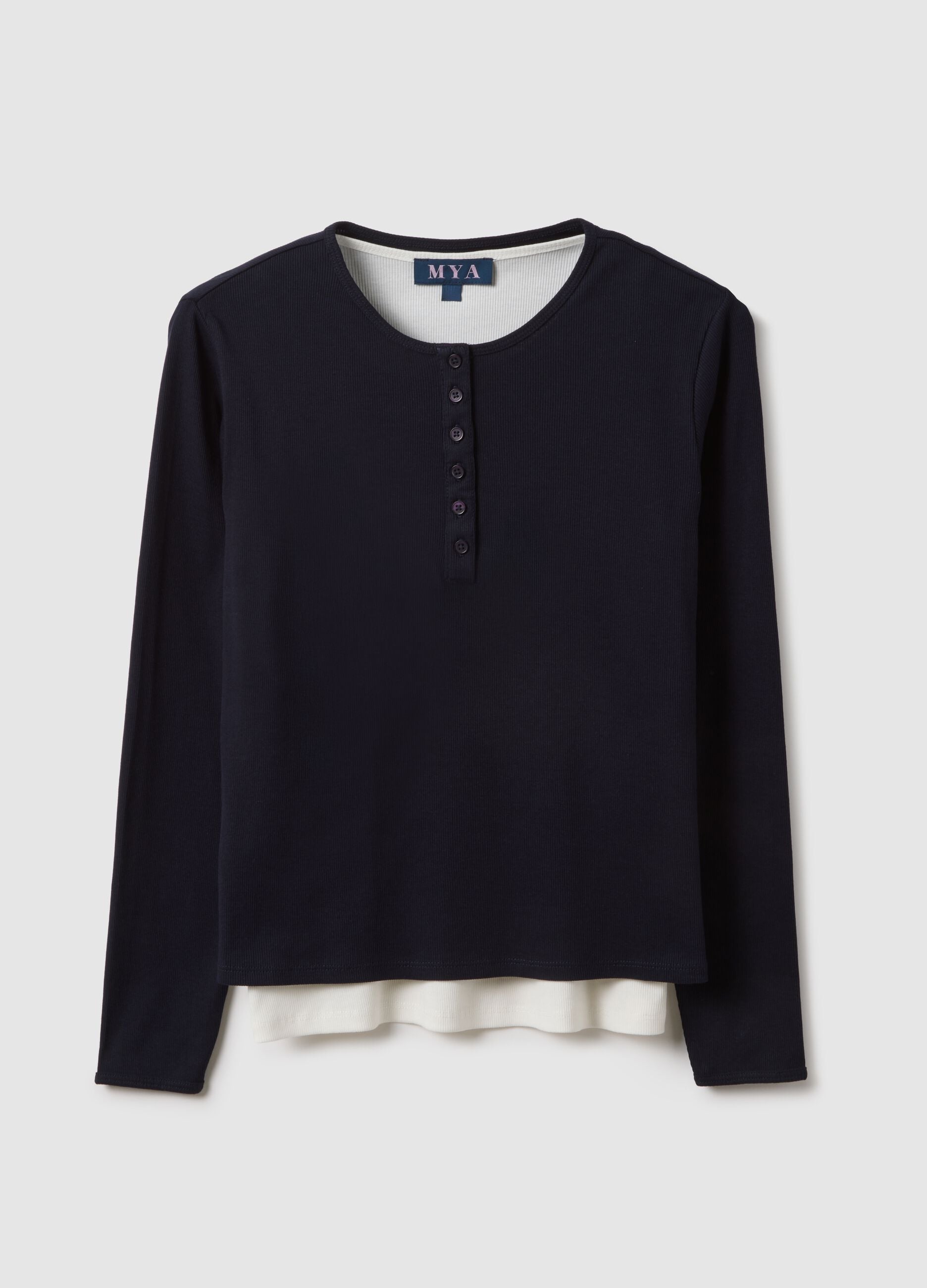 Pure cotton multicolour regular fit jumper with serafino collar