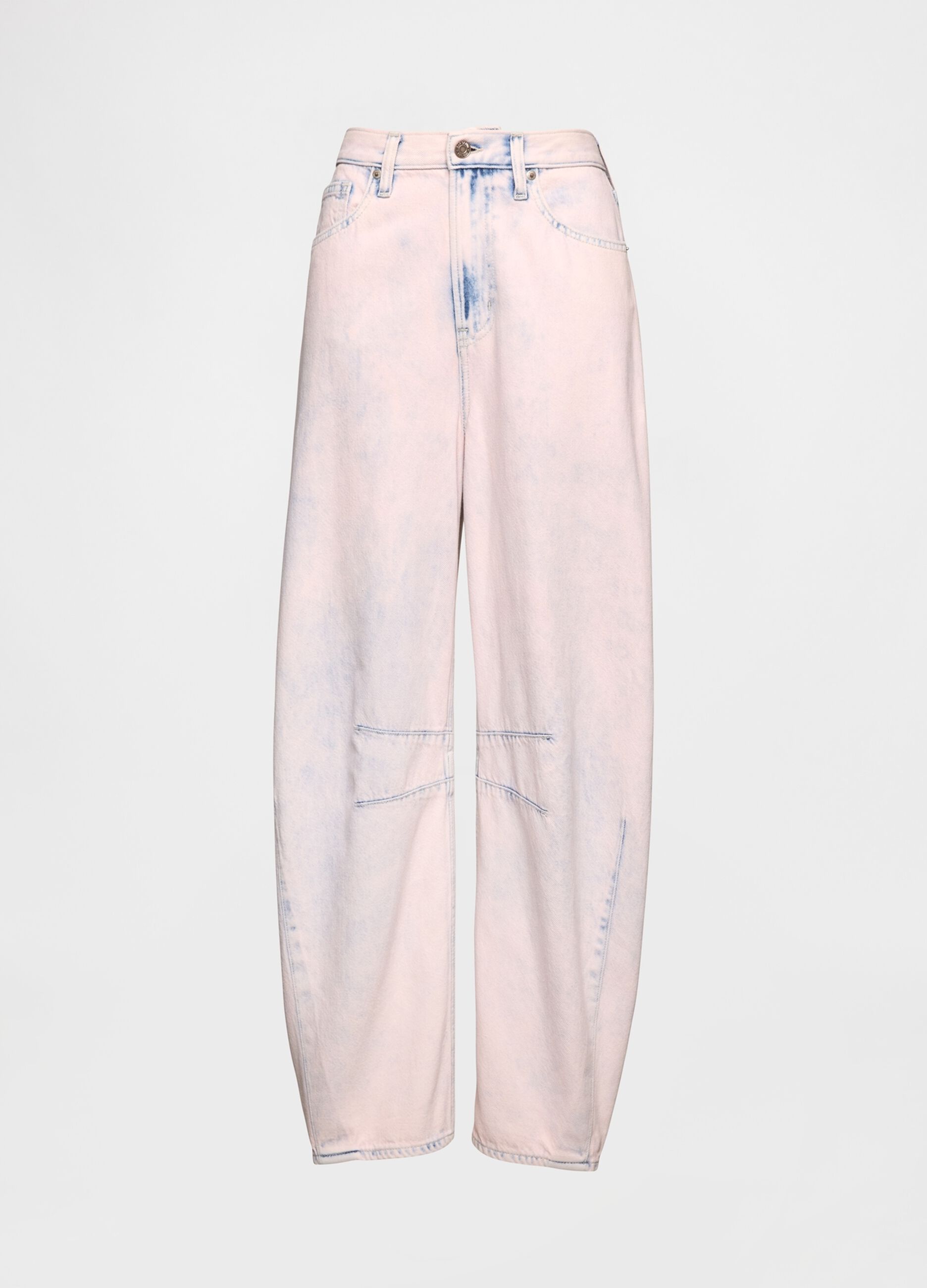 Pink denim trousers with regular fit