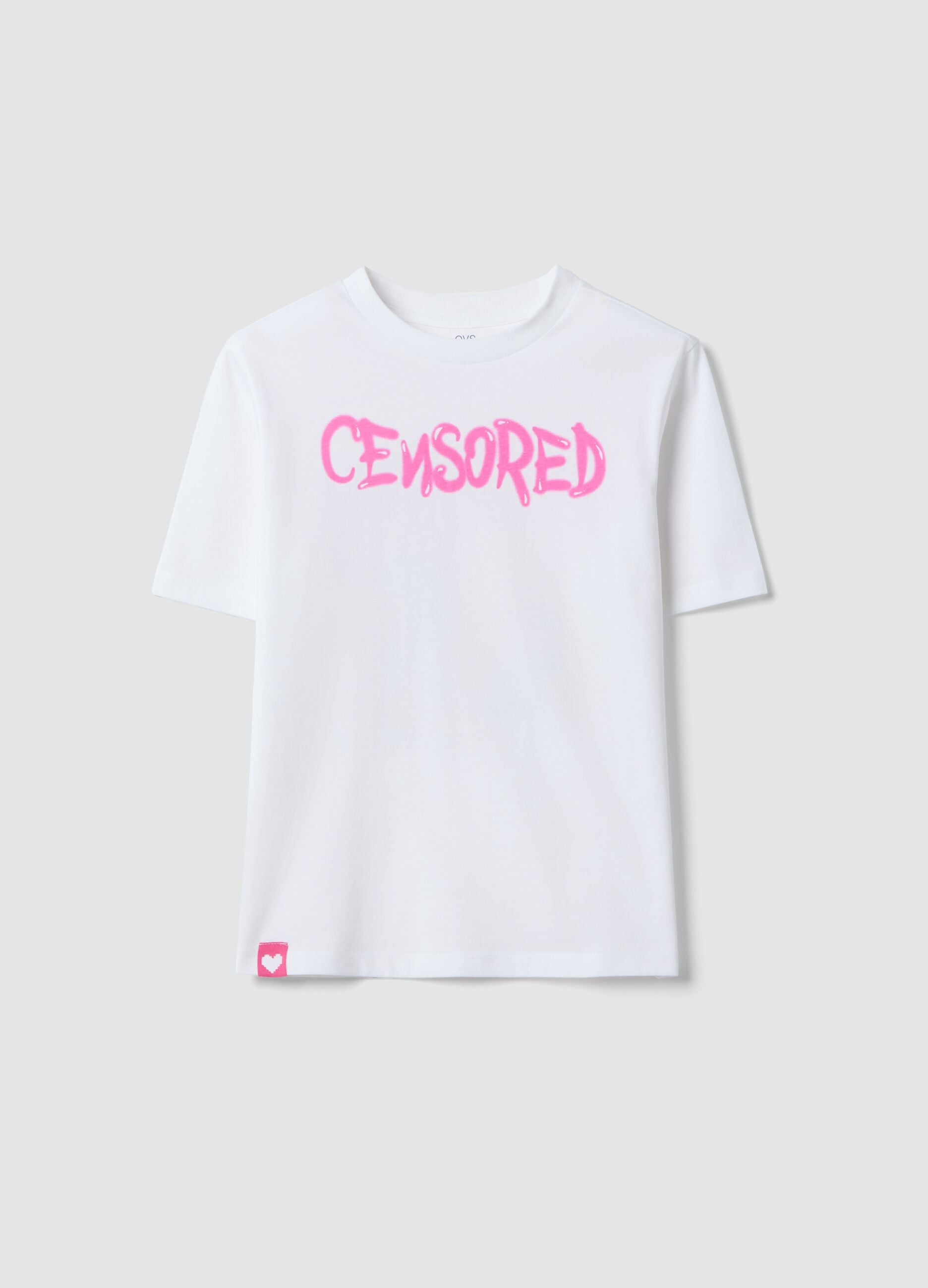 Girl's white oversized fit pure cotton t-shirt with writing