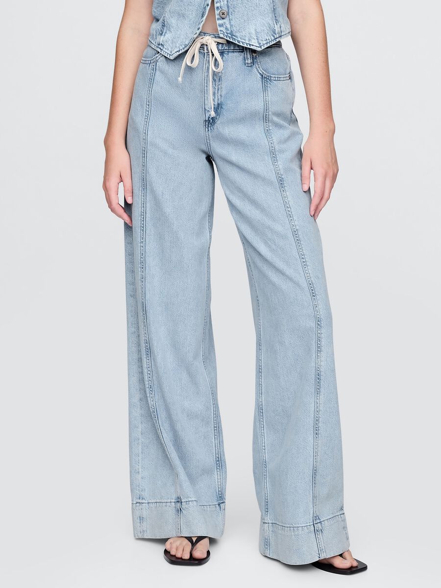 Light Denim Wide Leg Trousers by Gap_1
