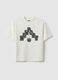 White pure cotton relaxed fit boys' T-shirt with print_3