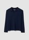 Blue viscose-blend polo-collar jumper with relaxed fit_0