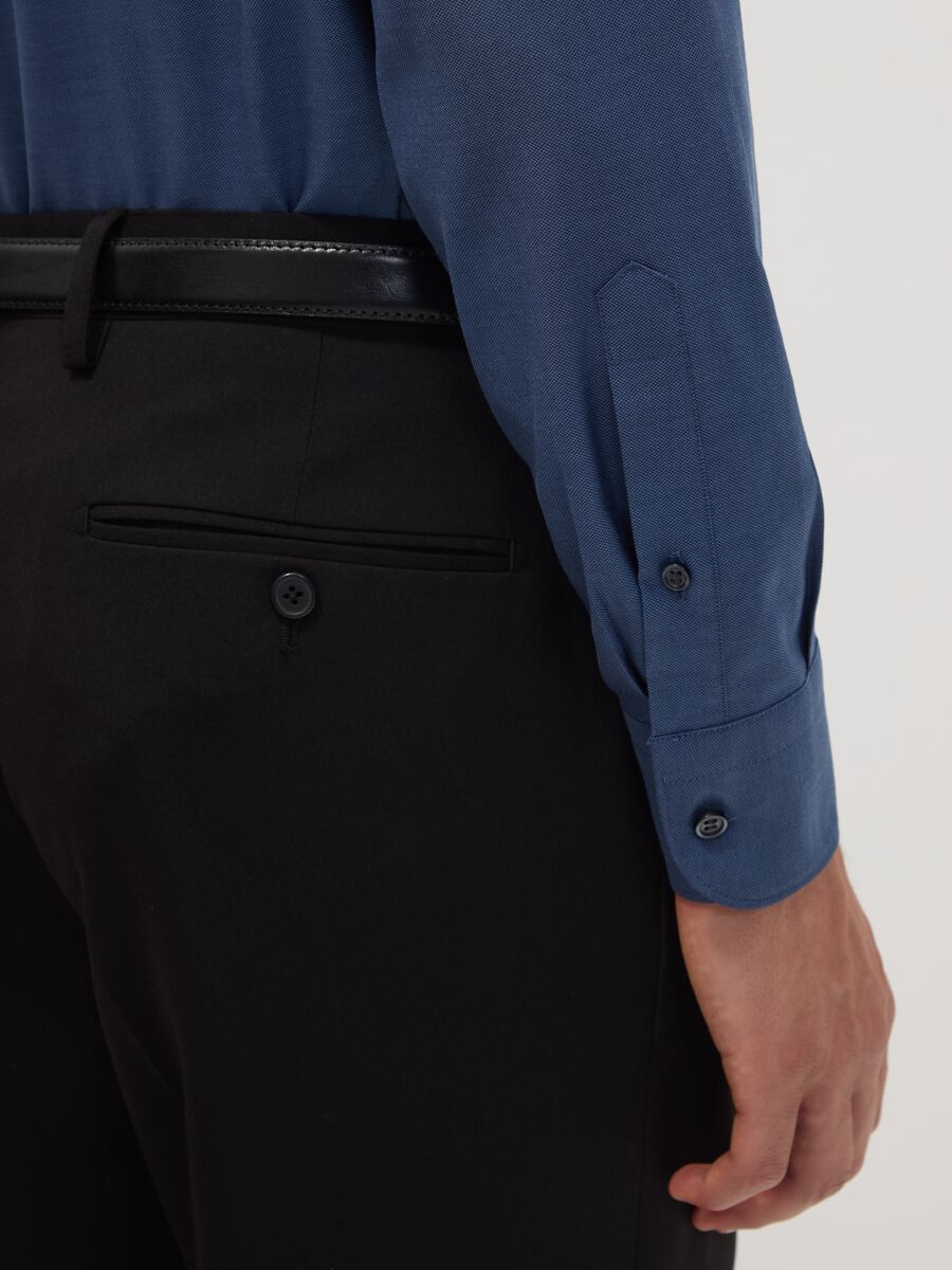 Blue pure cotton shirt with French collar, regular fit, easy iron_2