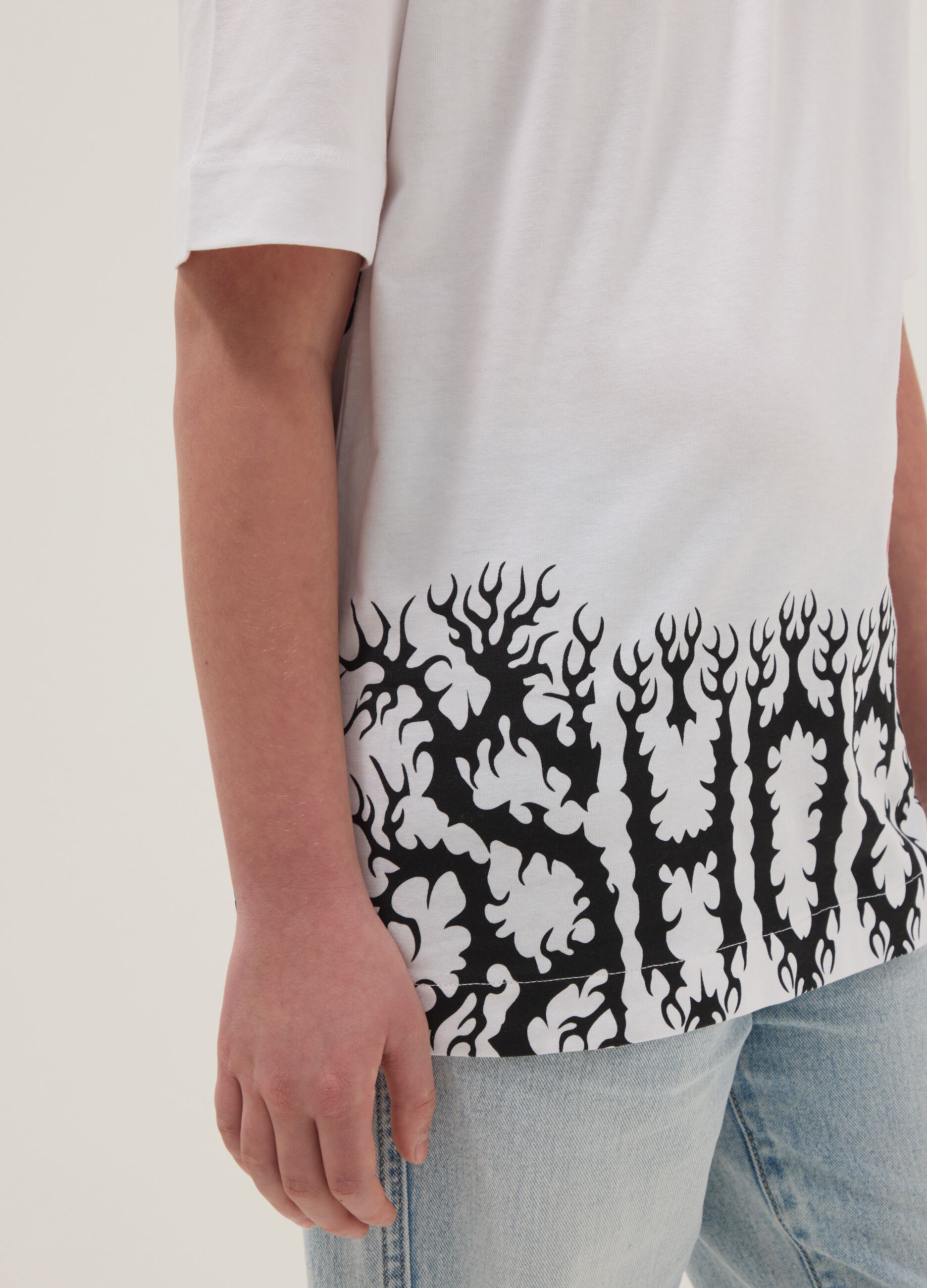 Children's white pure cotton oversized fit T-shirt with print