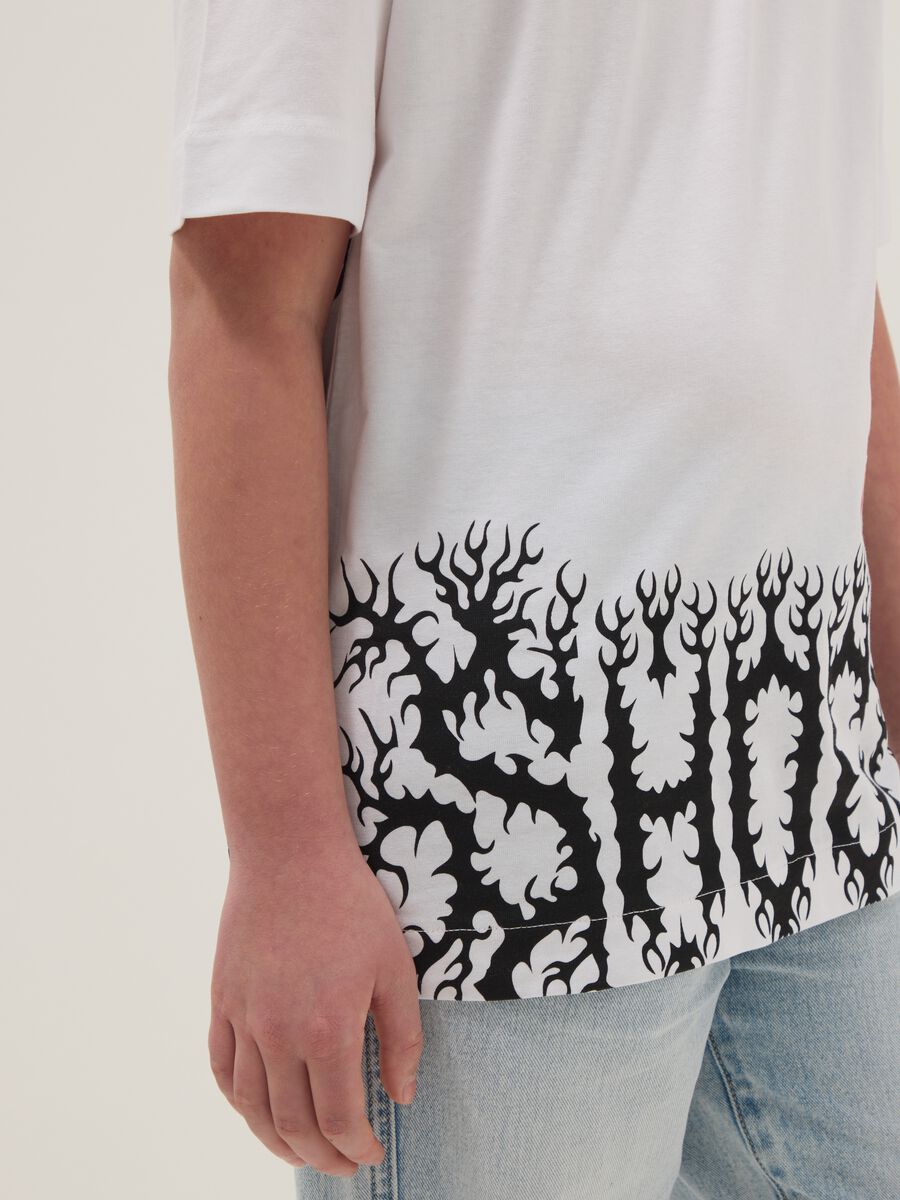 Children's white pure cotton oversized fit T-shirt with print_2