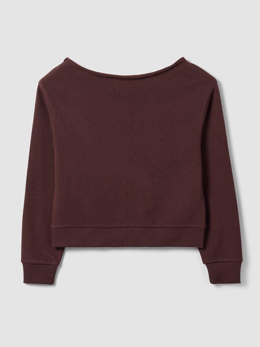 Felpa marrone in misto cotone con scollo ampio regular fit_2