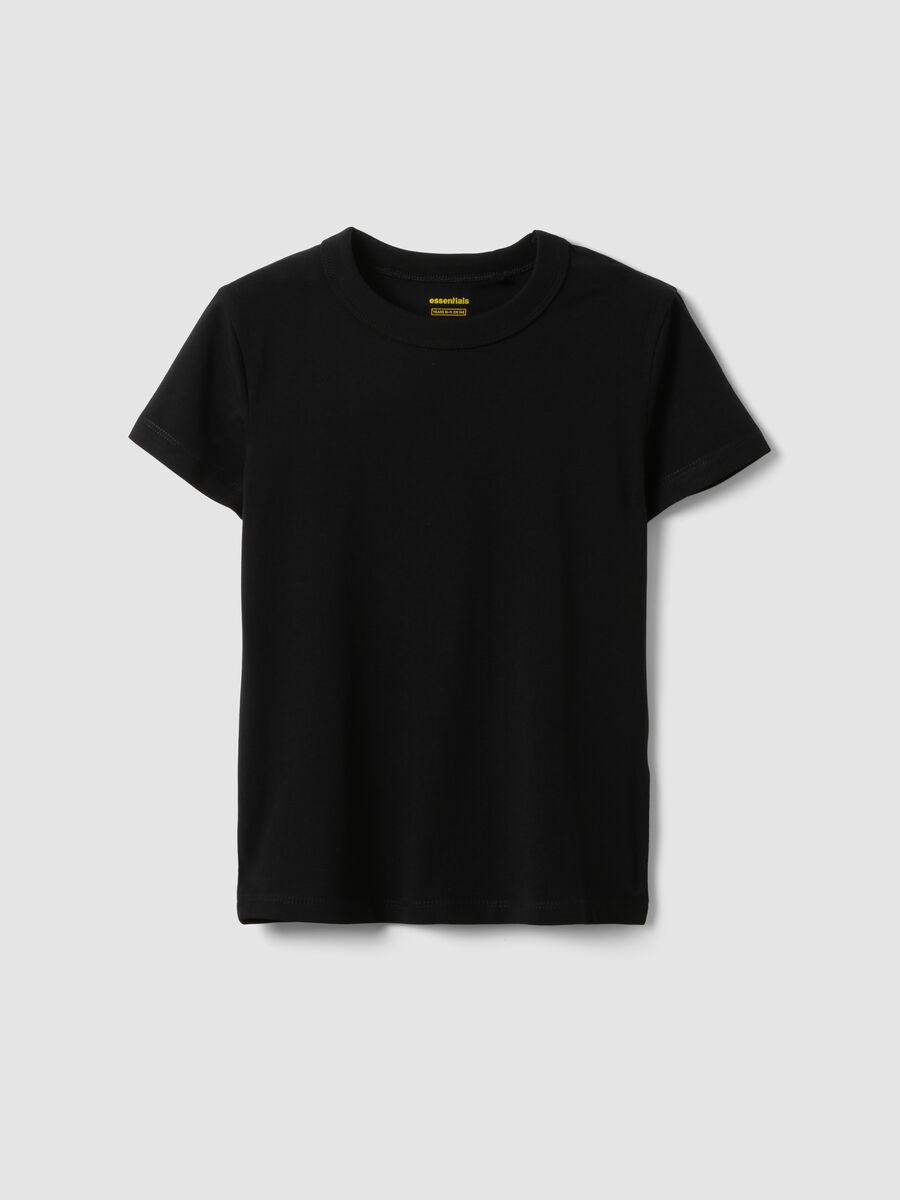 Girls&rsquo; black stretch cotton regular-fit T-shirt_3