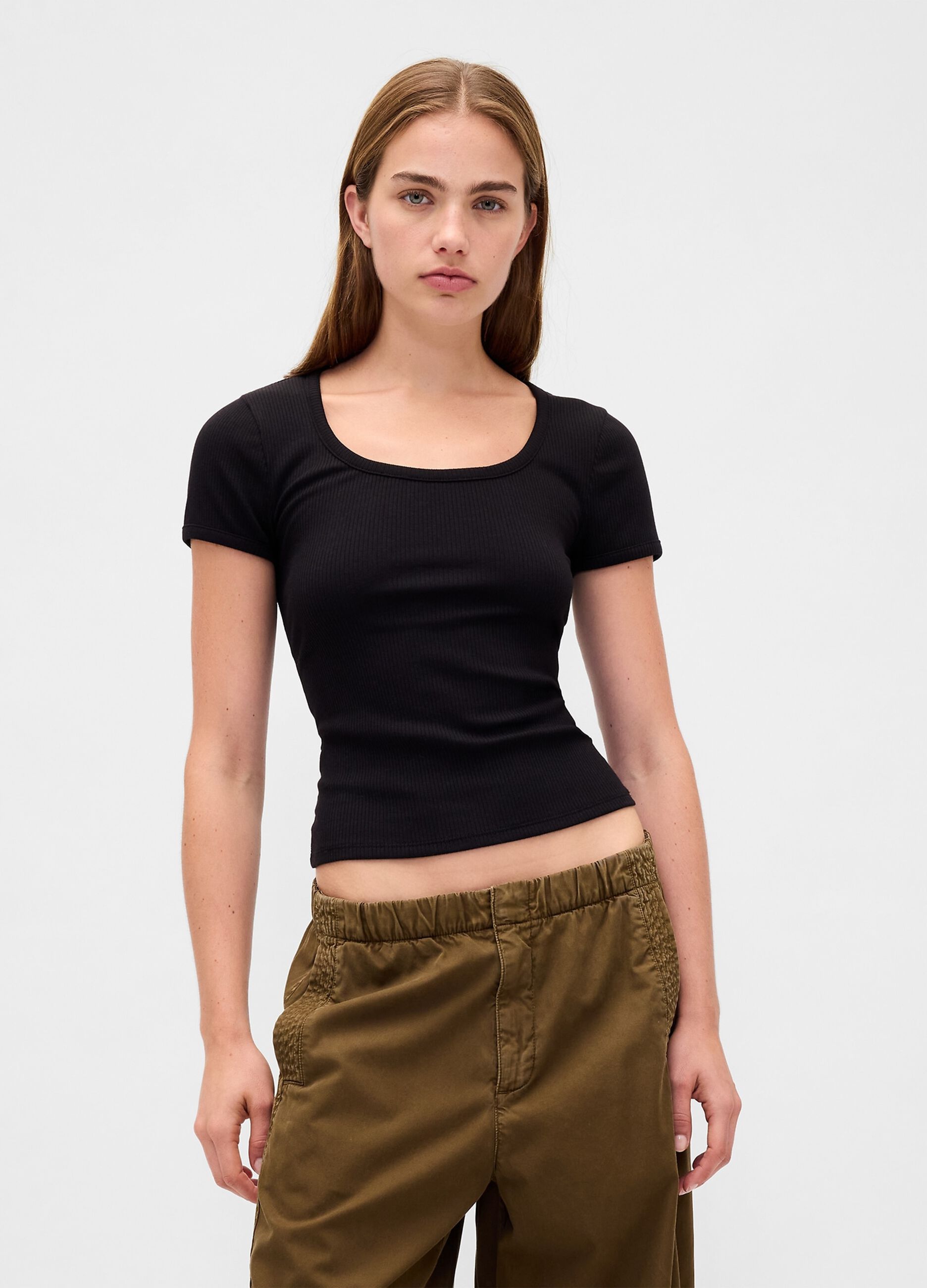 Black short sleeve stretch t-shirt