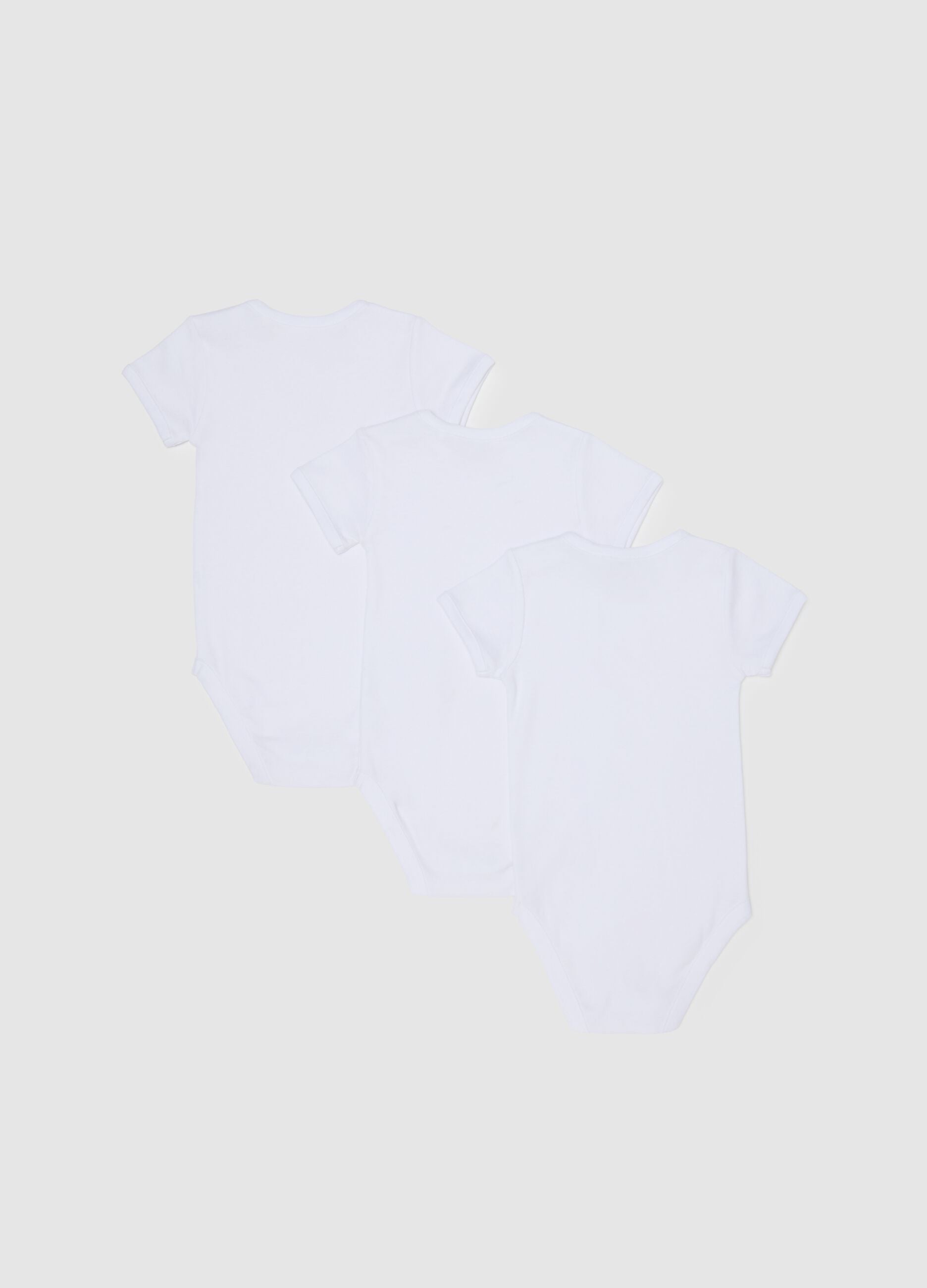 White newborn cotton bodysuit tripack