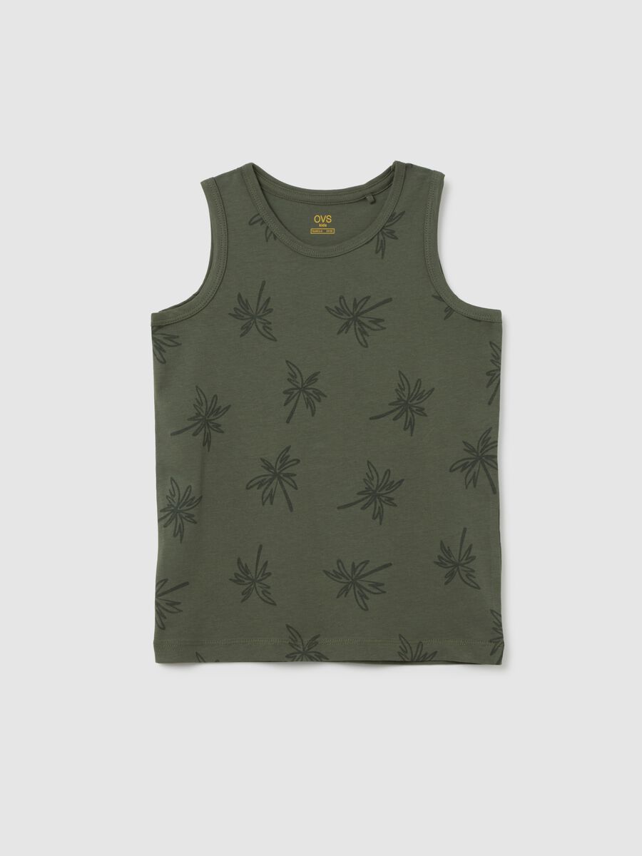Kids' pure cotton green tank top regular fit with print_0