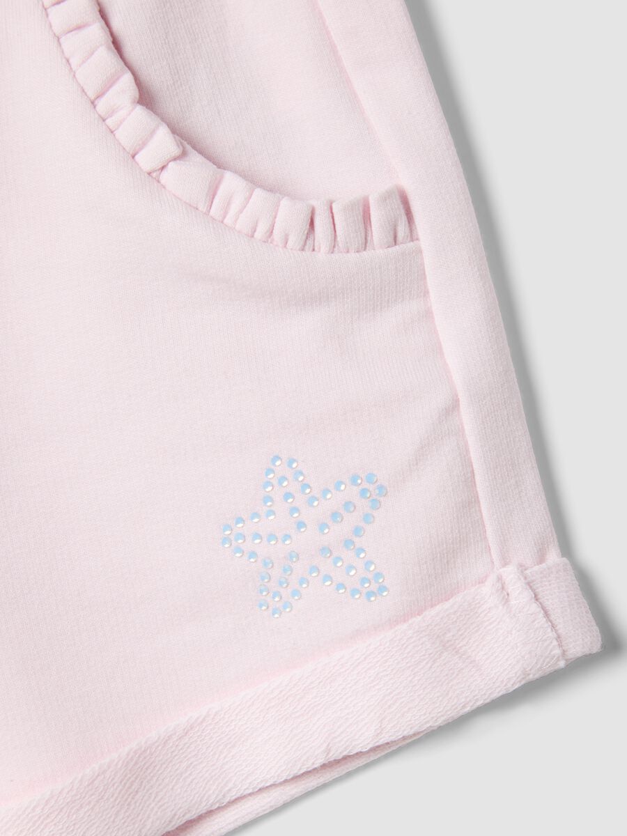 Girls&rsquo; pink stretch cotton shorts with bow_2