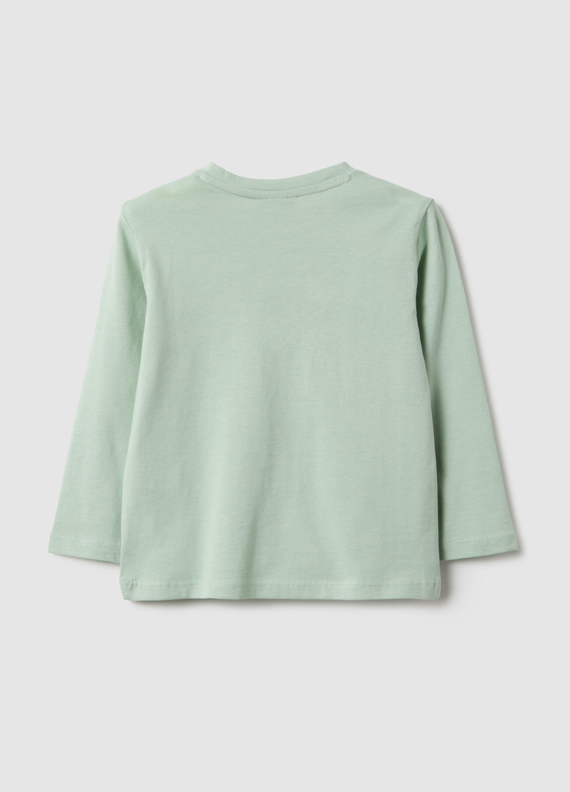 Green pure cotton boys' regular fit t-shirt with print