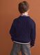 Blue pure cotton cable-knit oversized jumper for boys_2