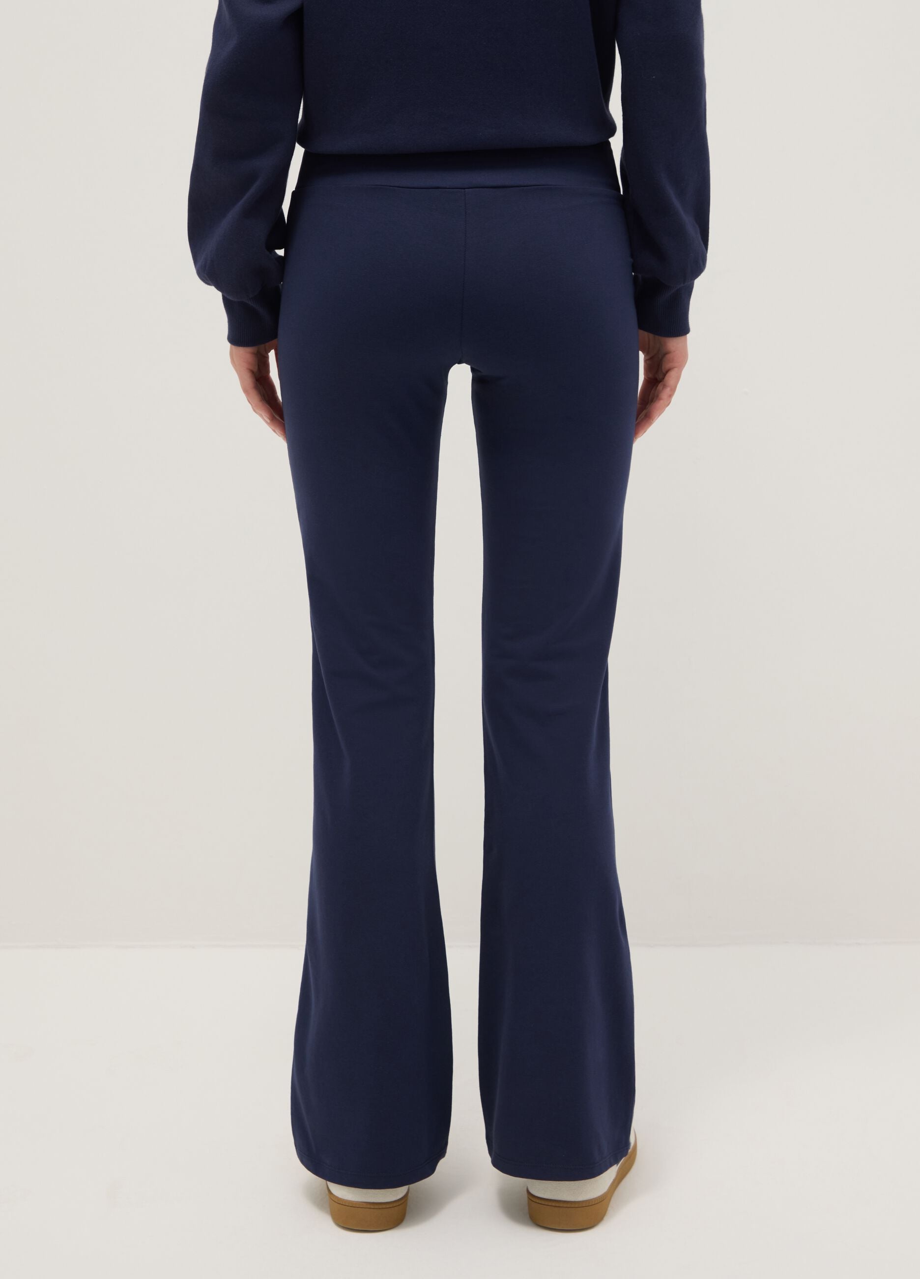 Blue Stretch Cotton Flare Fit Leggings