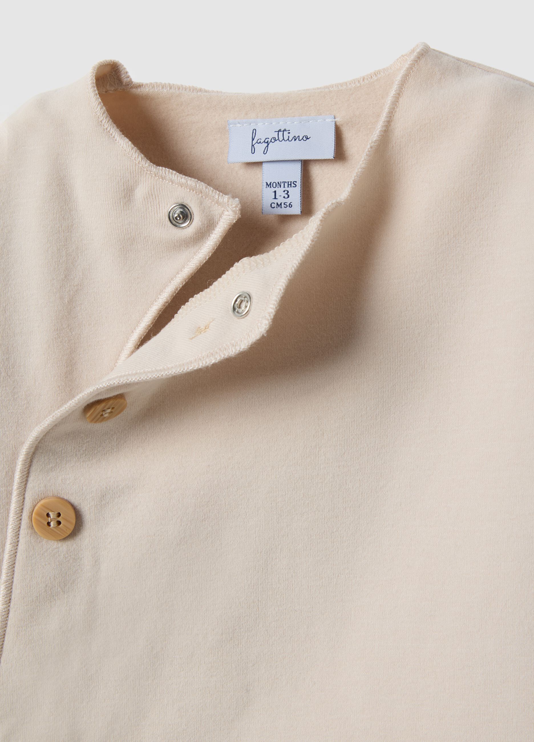 Beige newborn sleepsuit in stretch cotton perfect fit