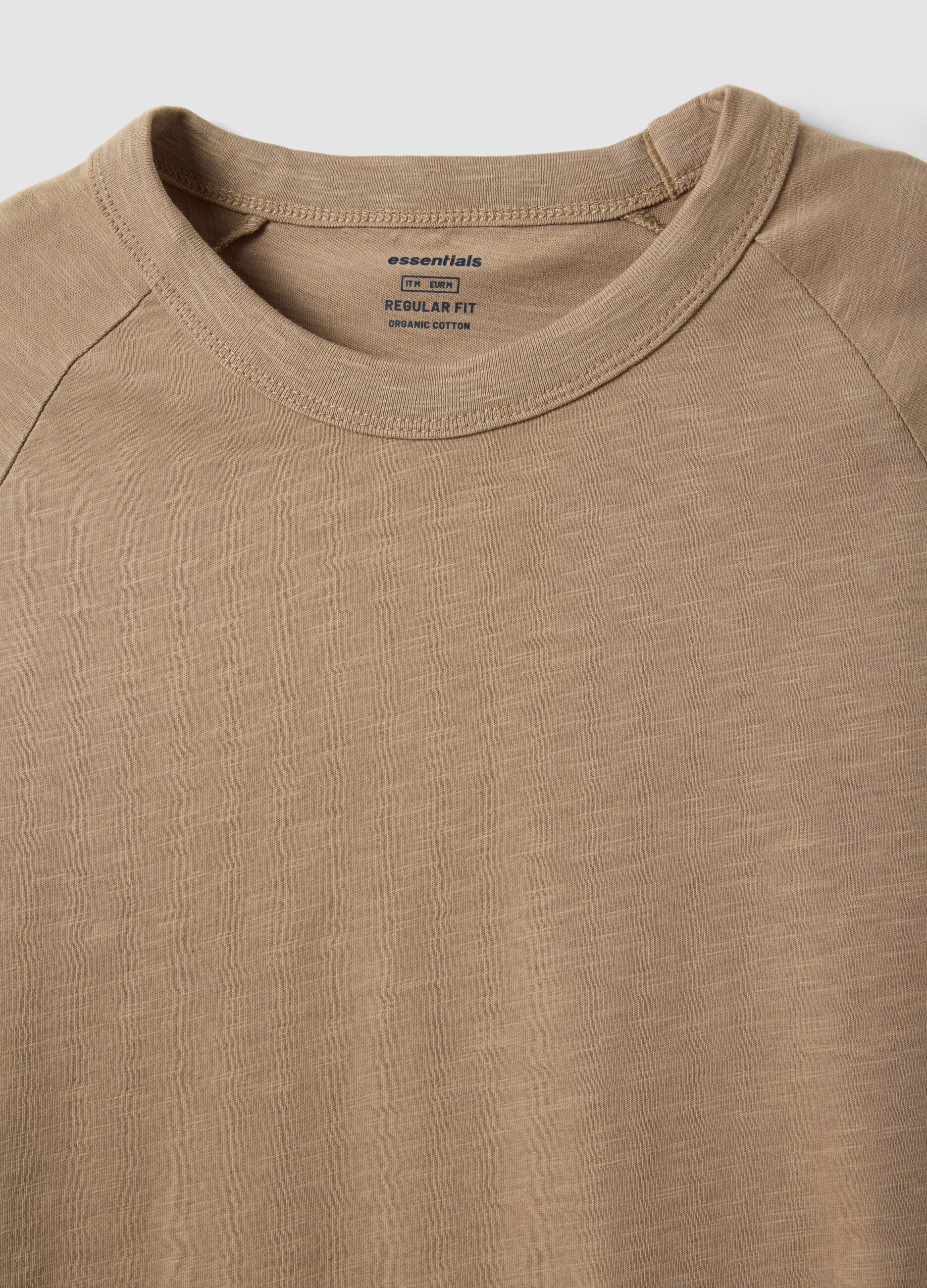 Beige pure cotton regular fit T-shirt