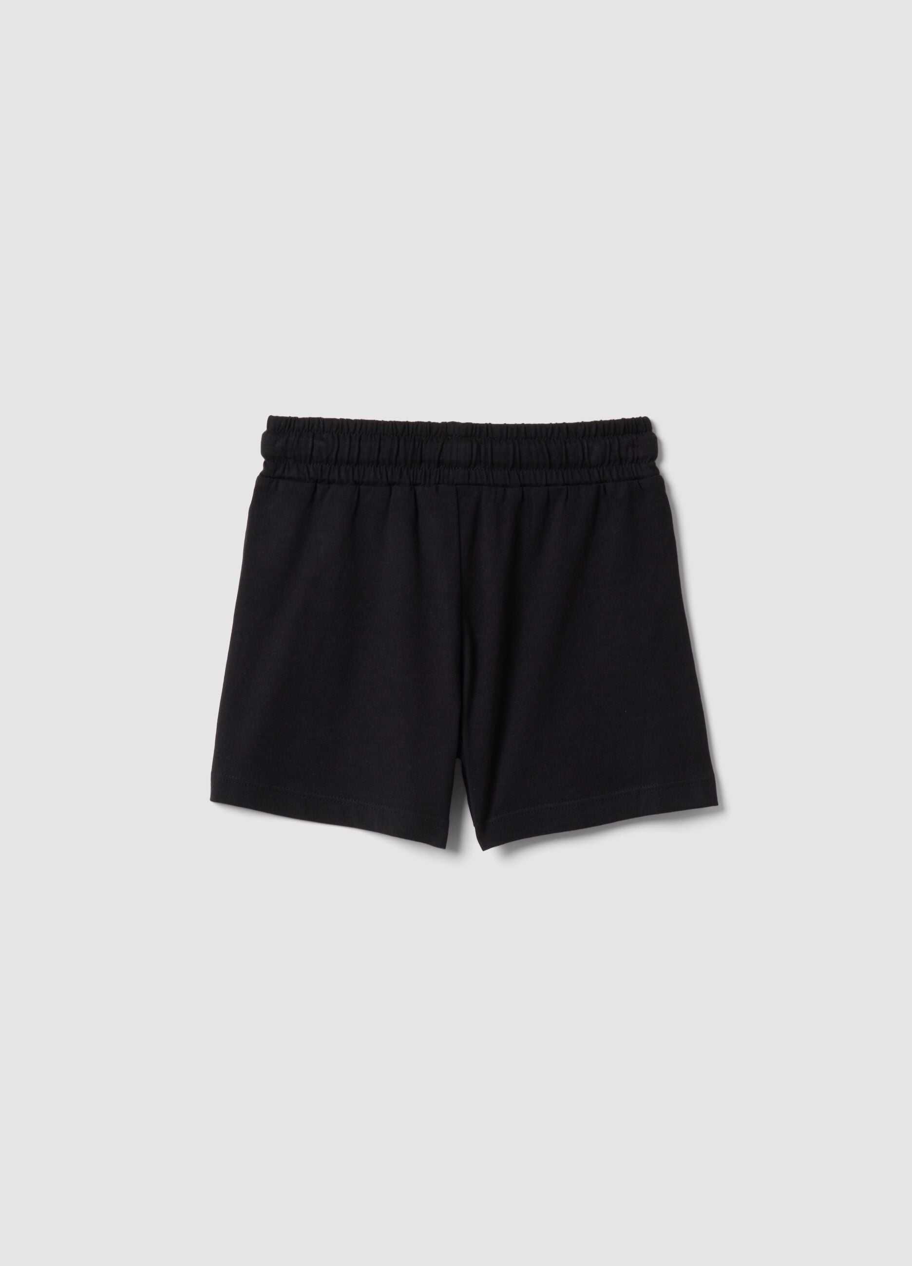 Girls&rsquo; black pure cotton shorts, regular fit