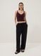 Black pure viscose trousers with drawstring, relaxed fit_0