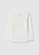 Girls' white long sleeve pure cotton t-shirt with bee_1