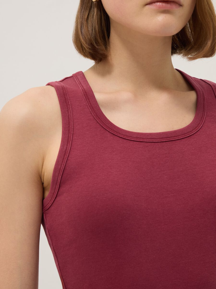 Red stretch cotton vest top, regular fit_3