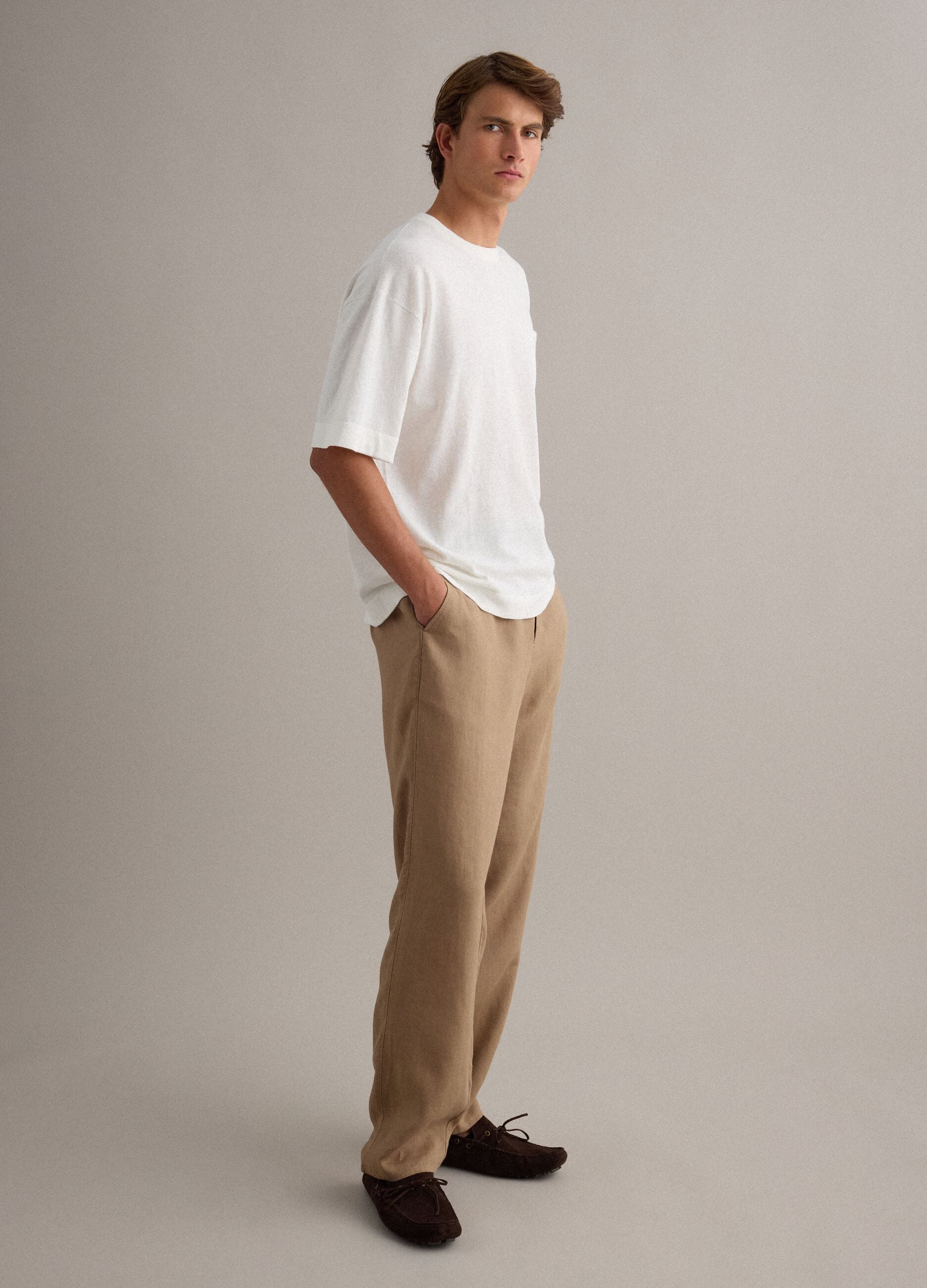 White pure cotton short-sleeve regular-fit T-shirt