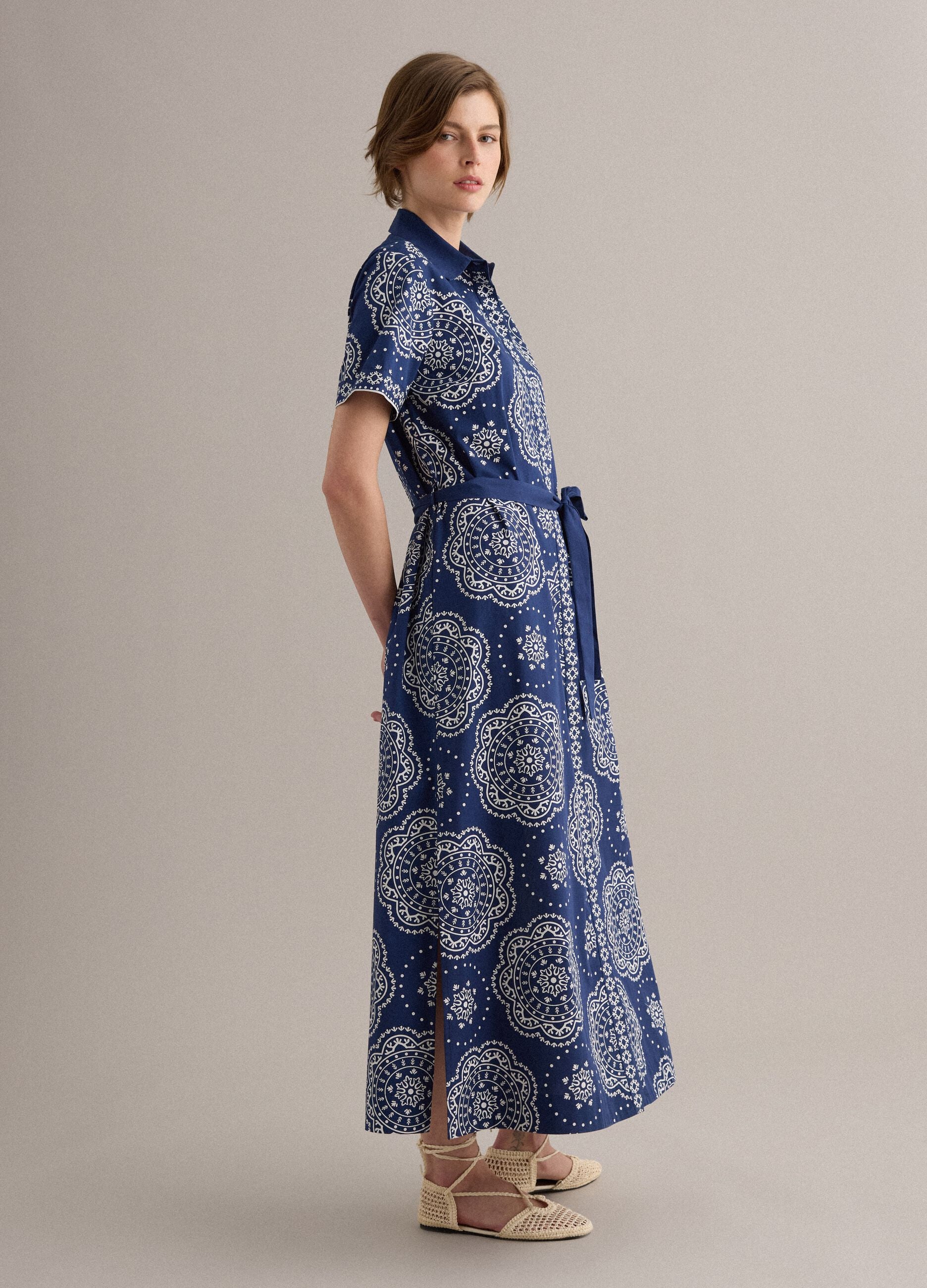 Blue pure cotton shirt dress