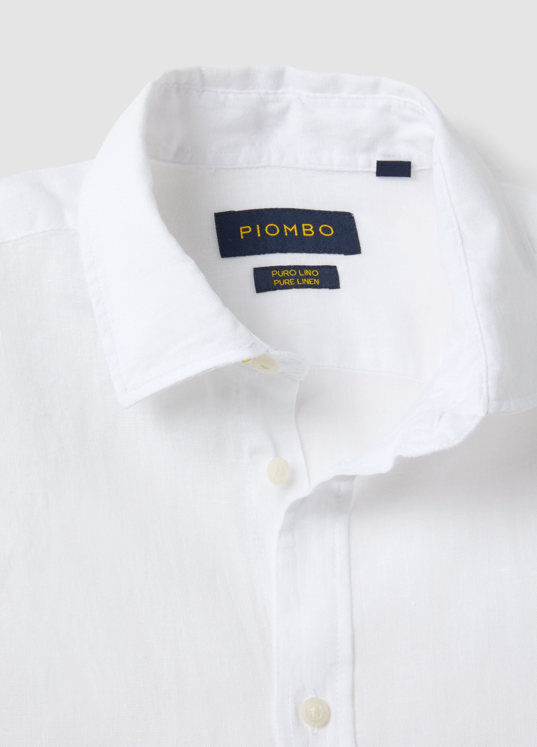 White Pure Linen Long-Sleeve Shirt, Regular Fit