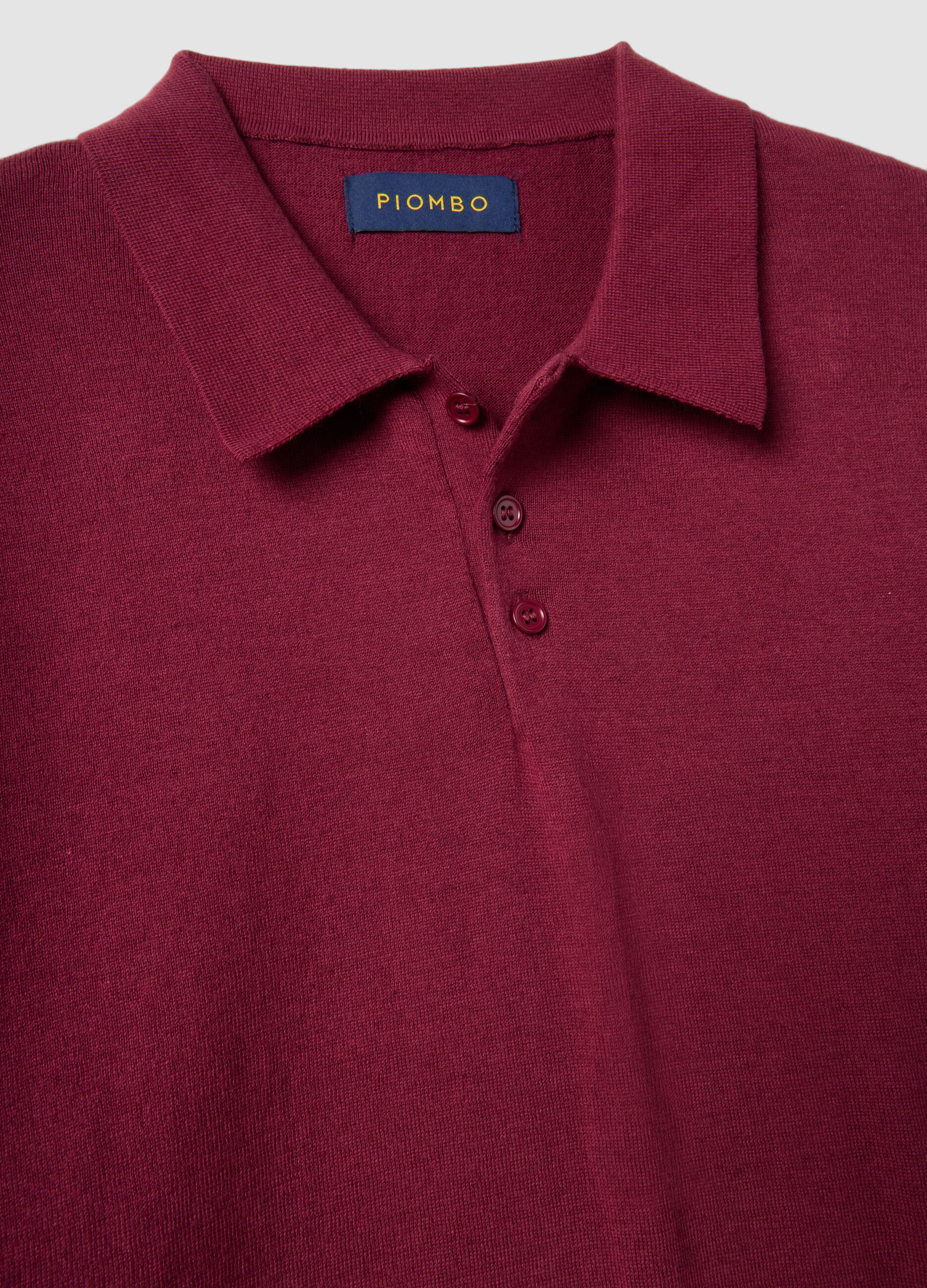 Polo in misto cotone, lino e seta rossa regular fit