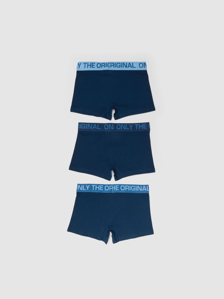 Boys' Regular Fit Pack of Three Stretch Cotton Blue Boxers_1