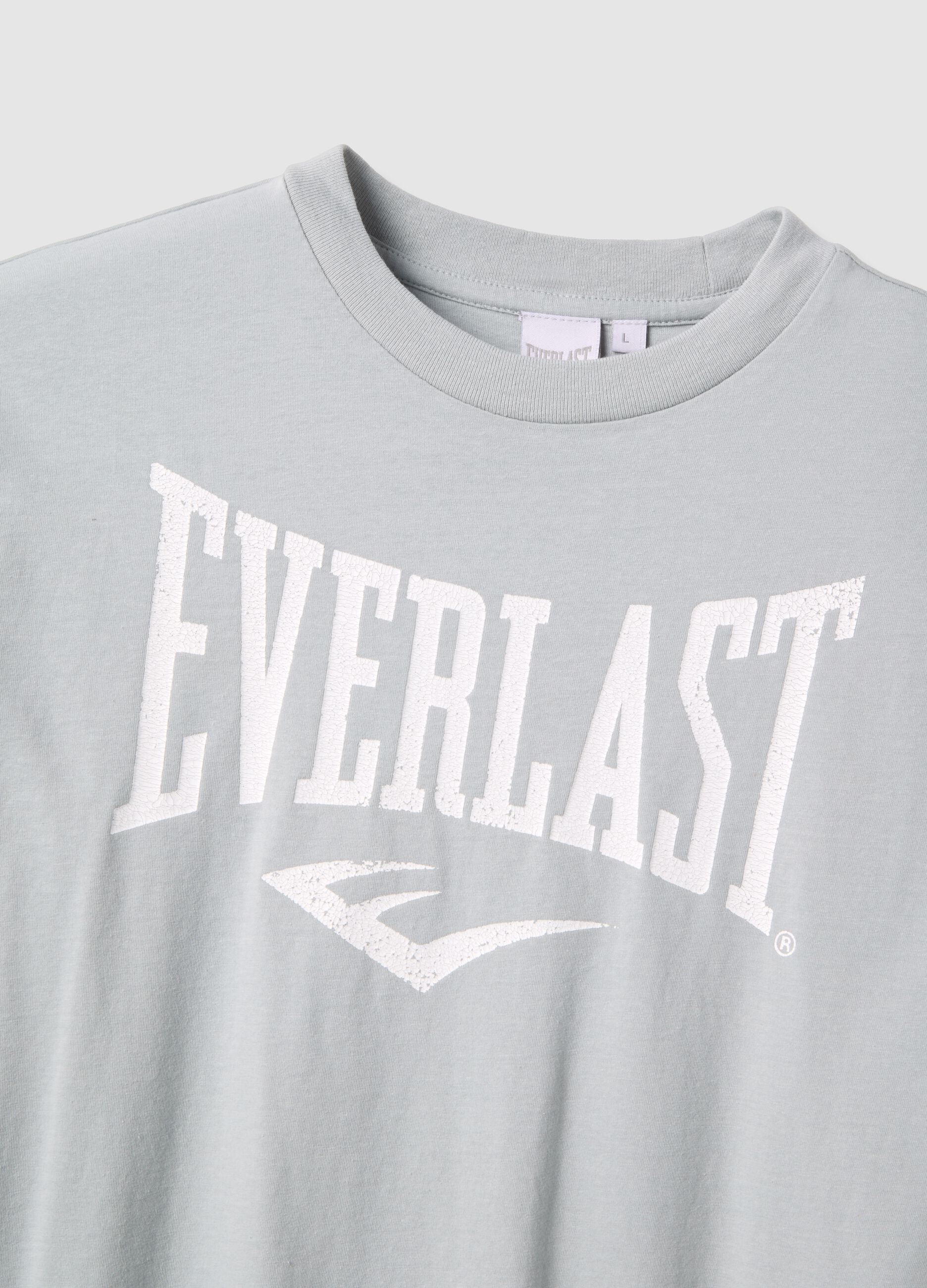 Grey pure cotton regular fit T-shirt with Everlast logo