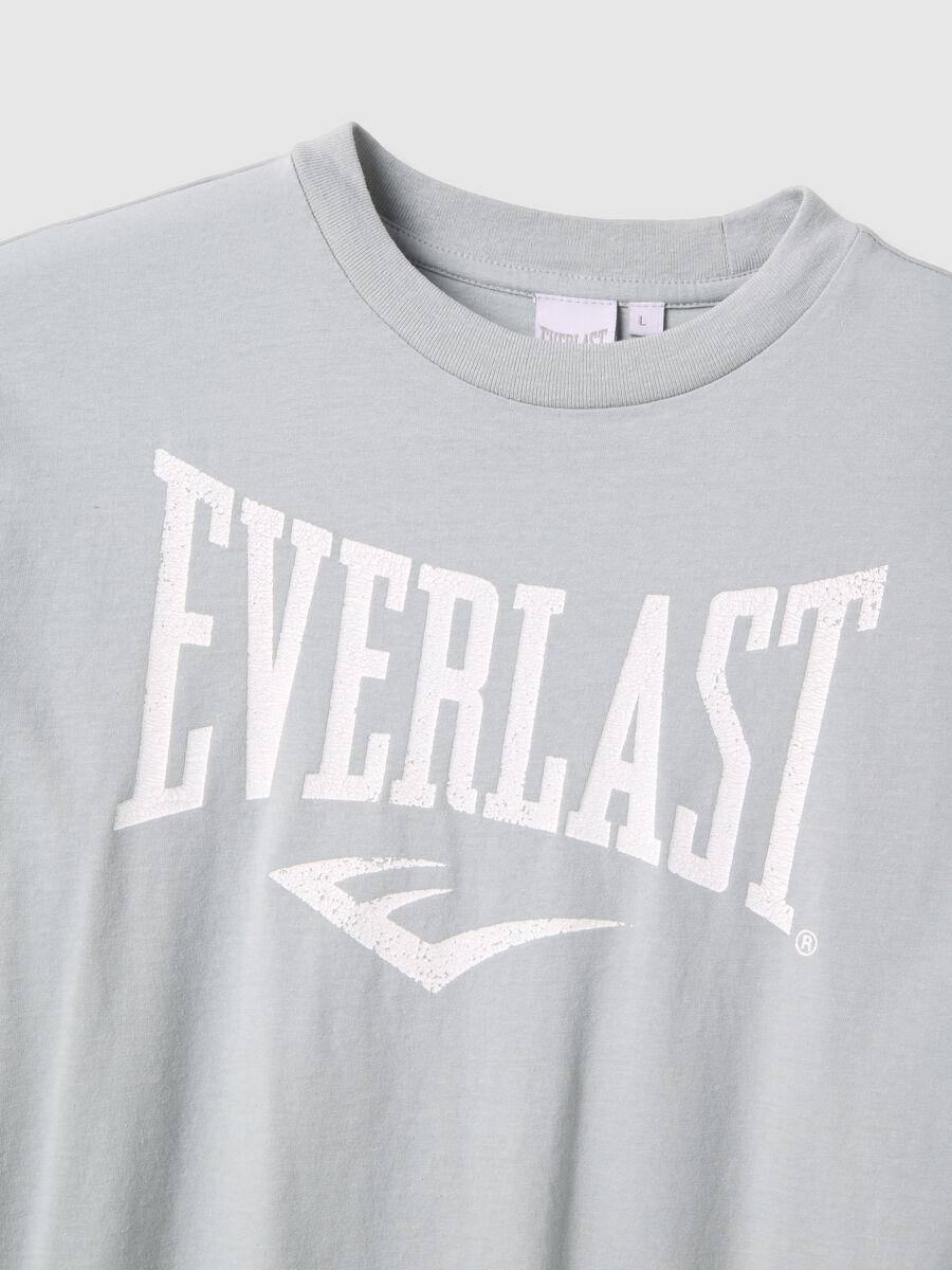 Grey pure cotton regular fit T-shirt with Everlast logo_5
