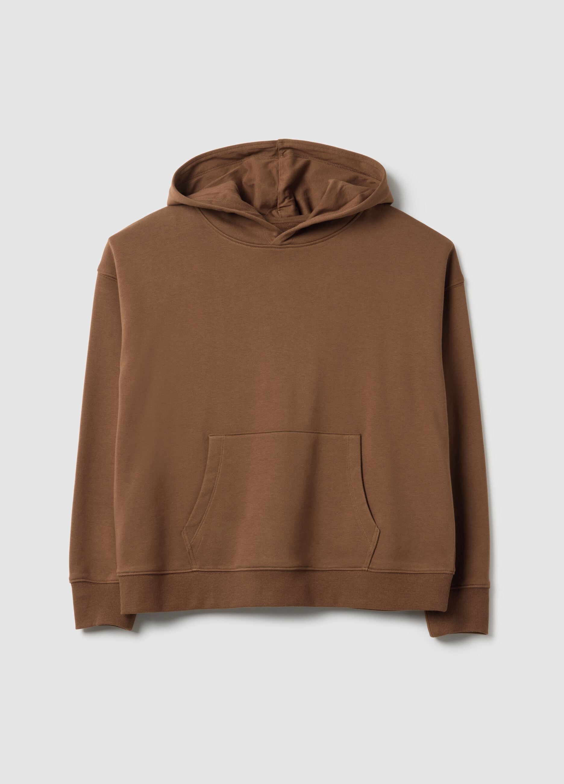 Brown cotton blend hoodie regular fit
