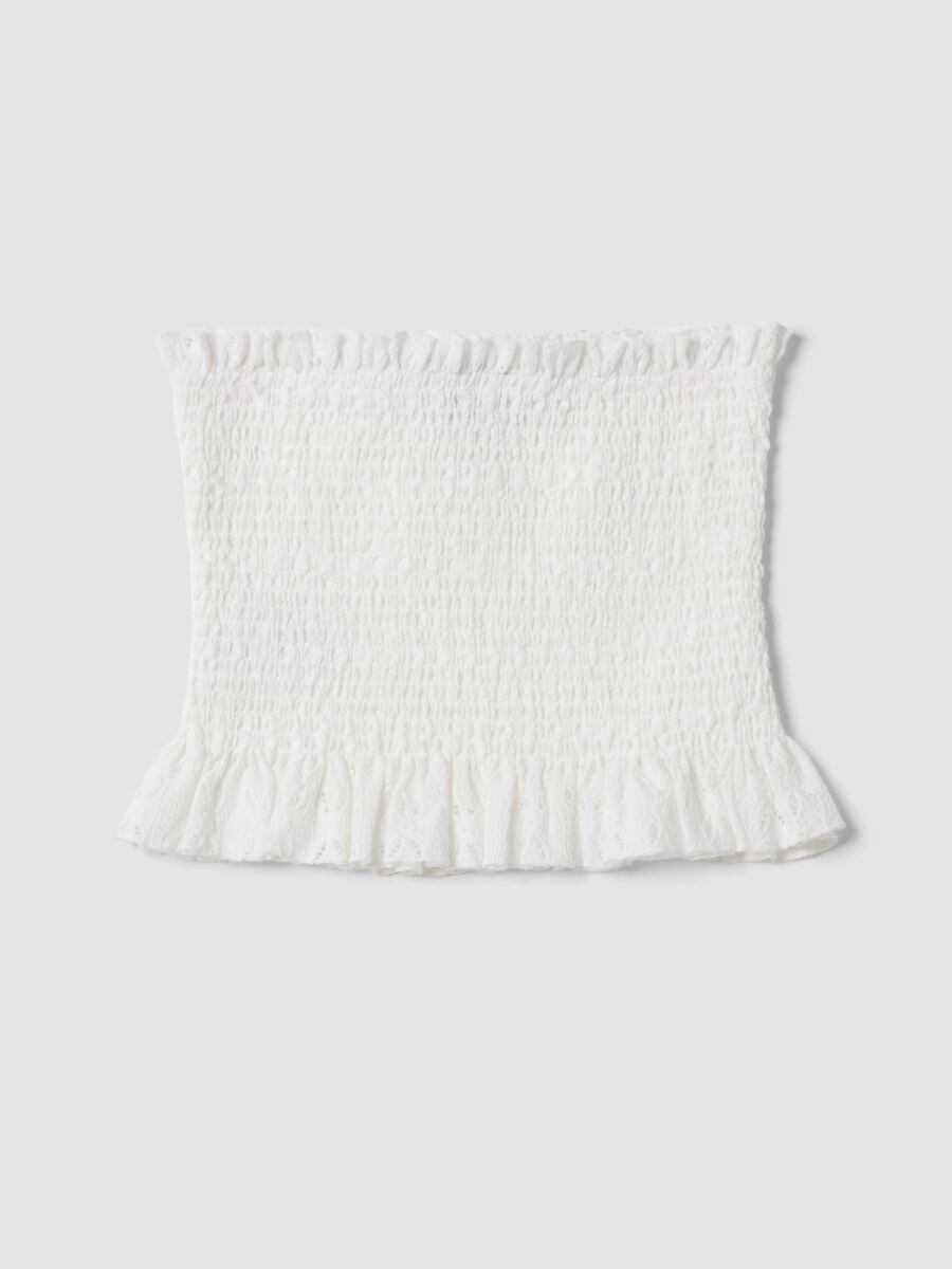 White ruched stretch-fabric top_4